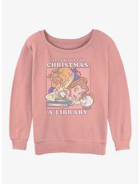 Disney Princesses Belle Christmas Womens Slouchy Sweatshirt, , hi-res
