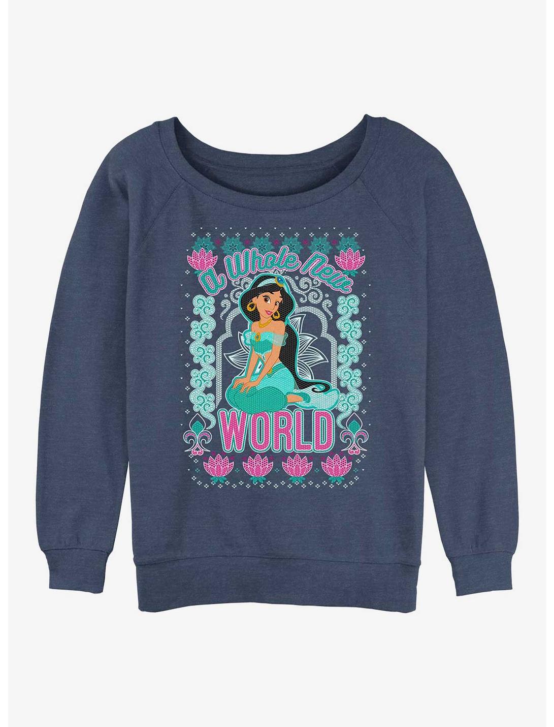 Disney Princesses Jasmine World Womens Slouchy Sweatshirt, BLUEHTR, hi-res