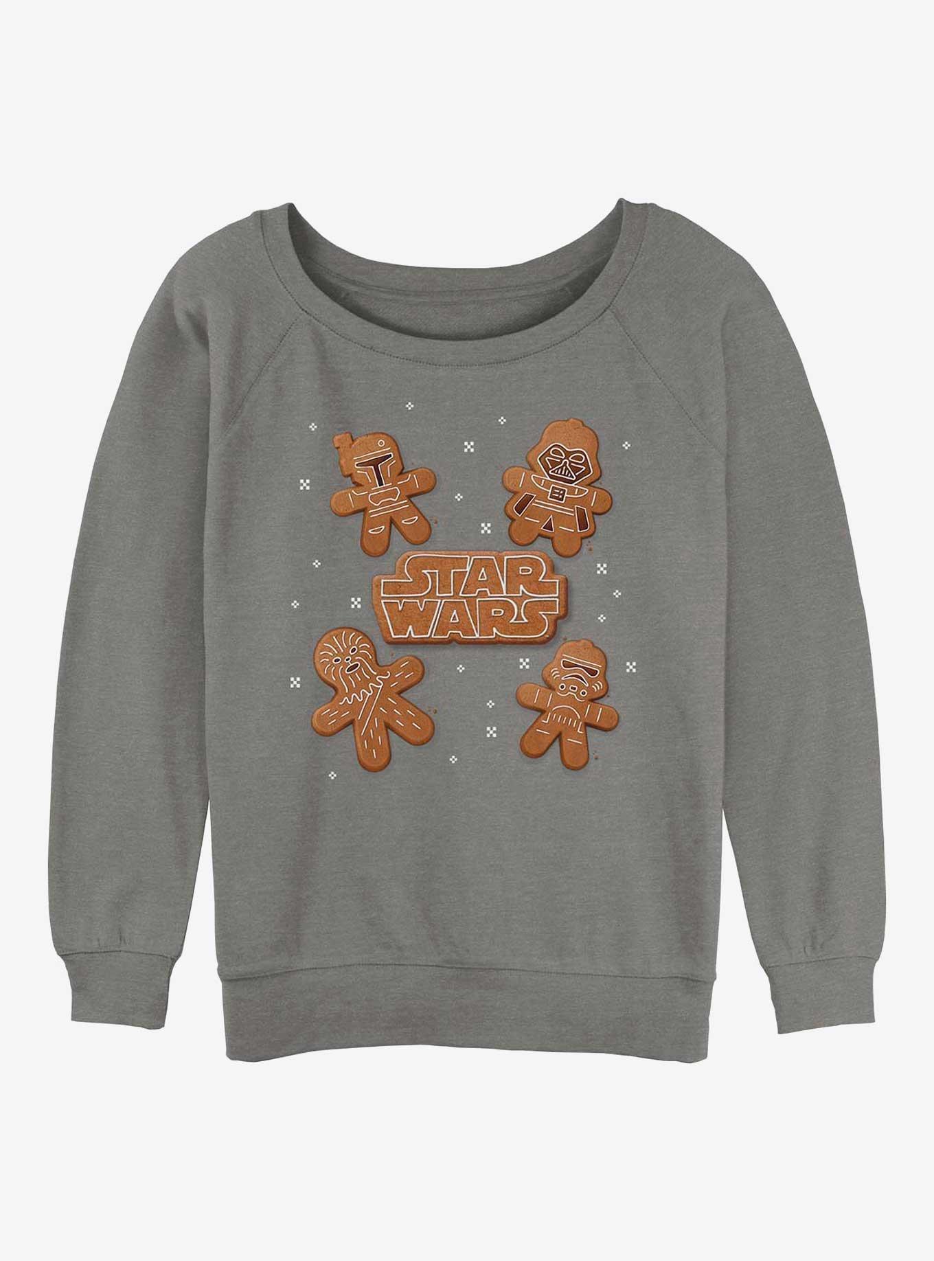 Star Wars Galactic Gingerbread Cookies Logo Womens Slouchy Sweatshirt, GRAY HTR, hi-res