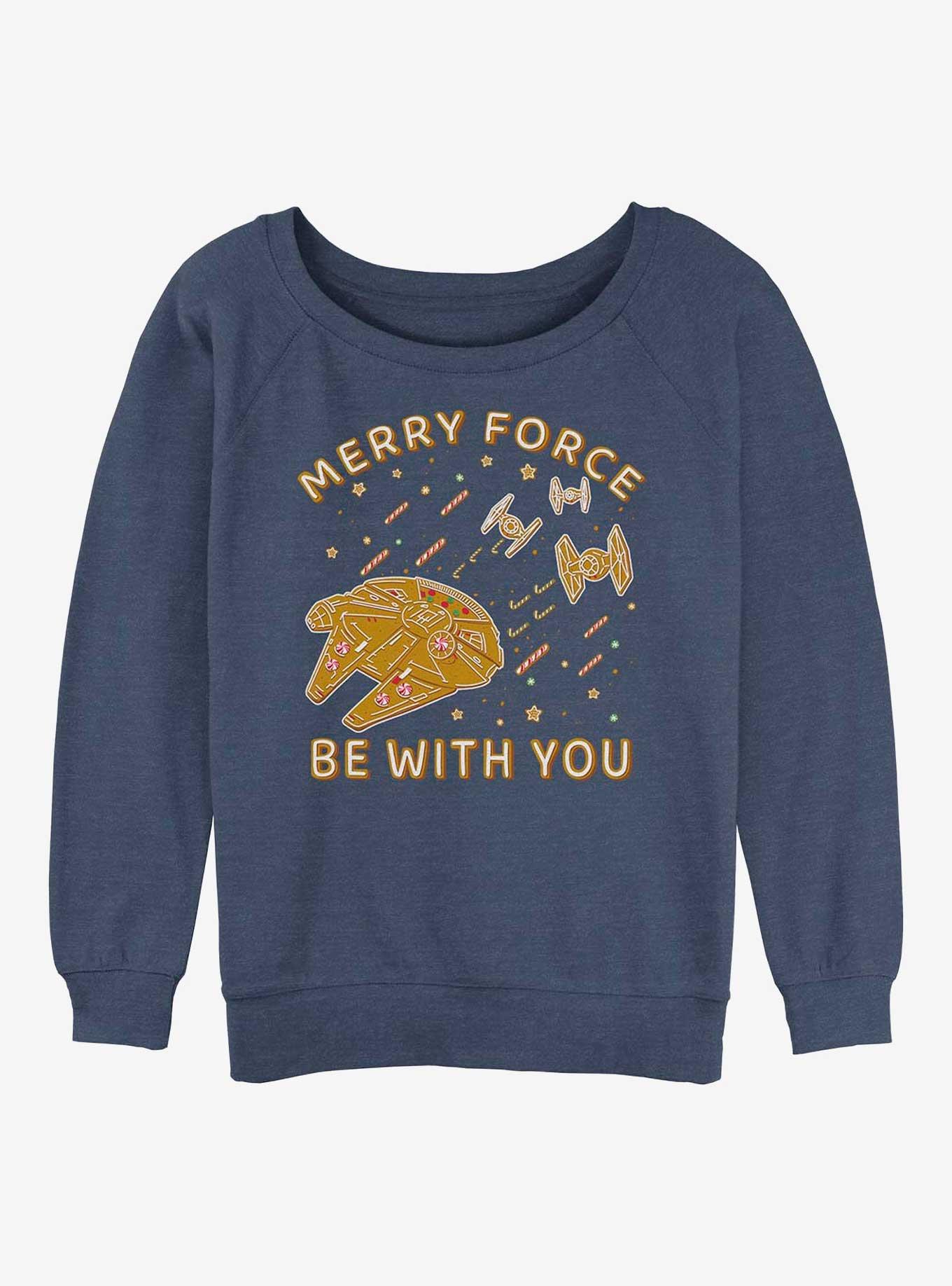 Star Wars Gingerbread Falcon Womens Slouchy Sweatshirt, BLUEHTR, hi-res