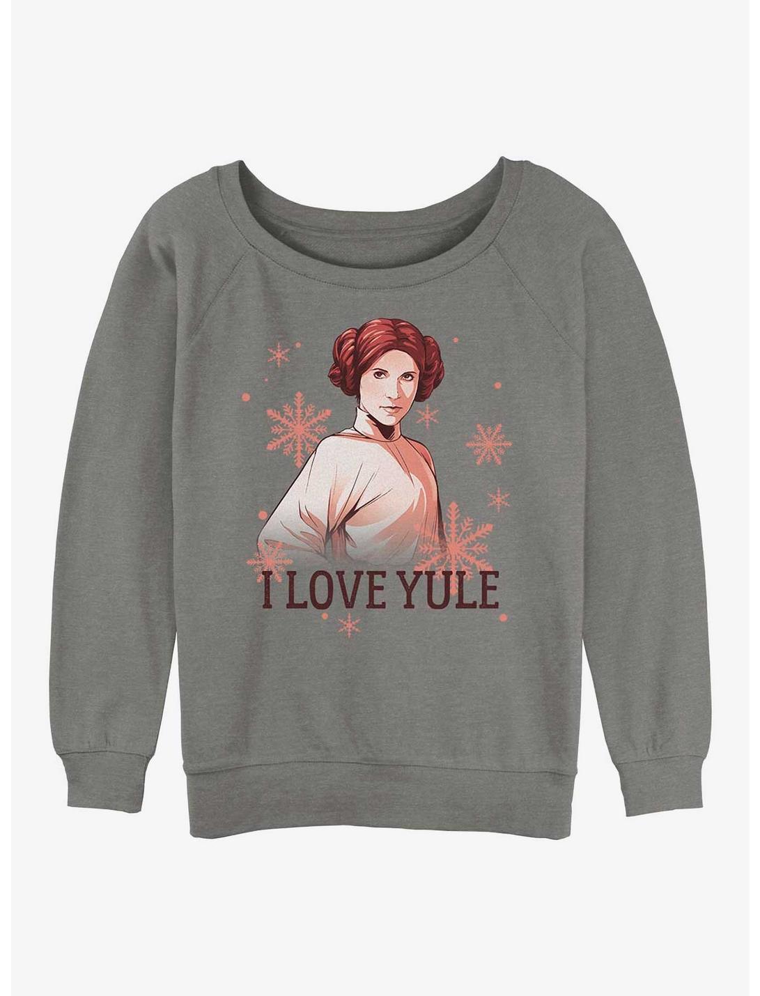 Star Wars Princess Leia I Love Yule Womens Slouchy Sweatshirt, GRAY HTR, hi-res