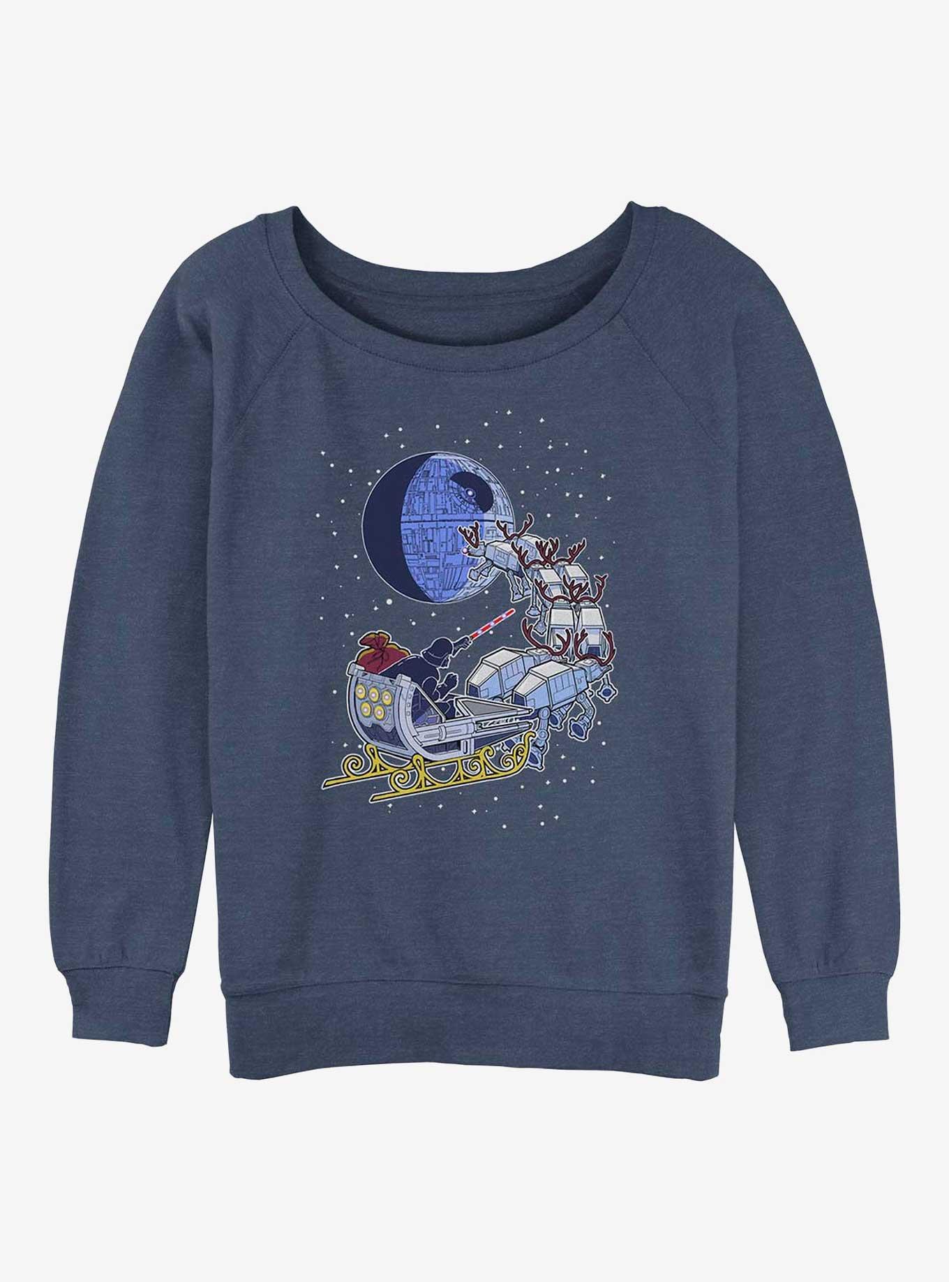 Star Wars Vader Sleigh Womens Slouchy Sweatshirt, BLUEHTR, hi-res