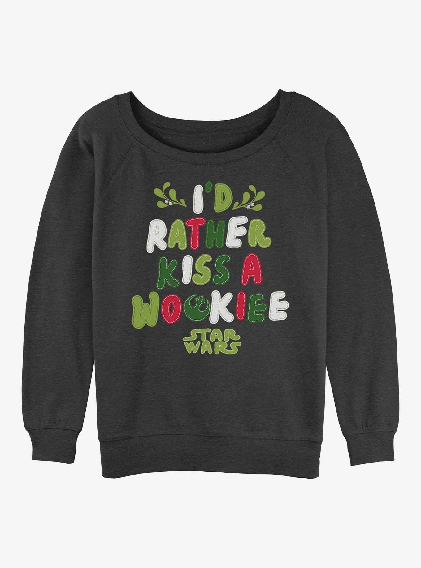 Star Wars Wookie Kiss Womens Slouchy Sweatshirt, CHAR HTR, hi-res