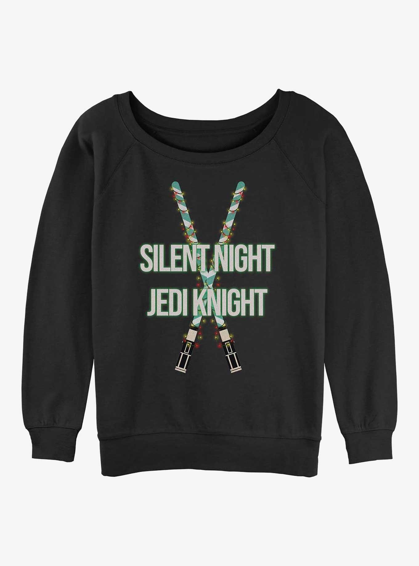 Star Wars Christmas Light Sabers Womens Slouchy Sweatshirt, BLACK, hi-res