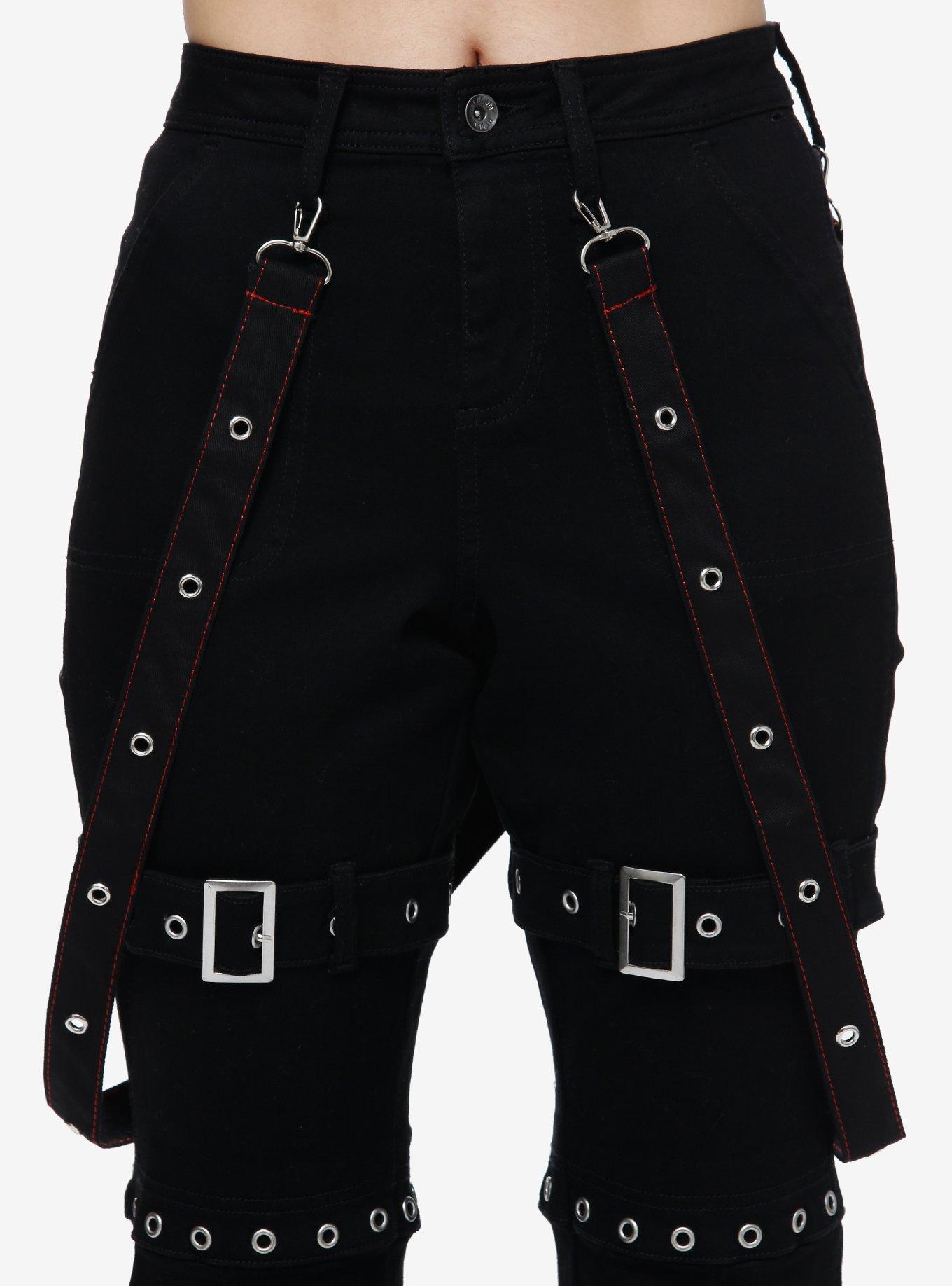 パンツ cft.stich suspenders cargoPT/black Black & White Contrast Stitch Grommet Chain Suspender Flare