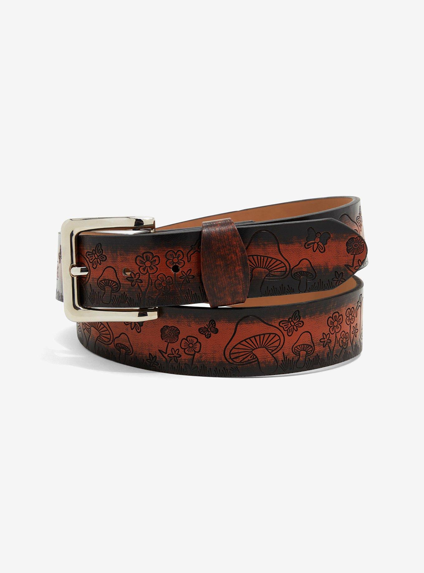Brown Mushroom Embossed Belt, MULTI, hi-res