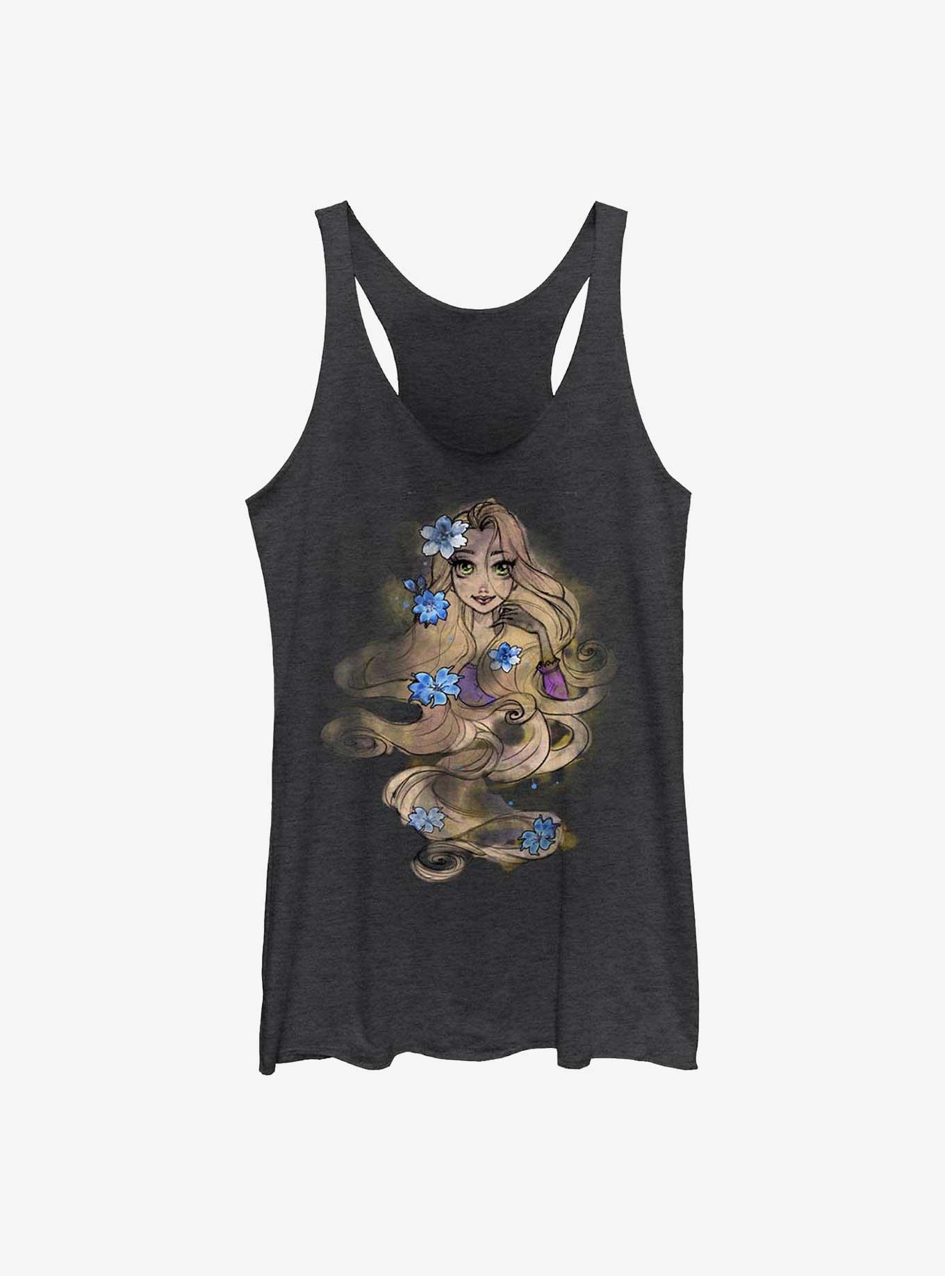 Disney Tangled Rapunzel Hair Sketch Womens Tank Top, BLK HTR, hi-res
