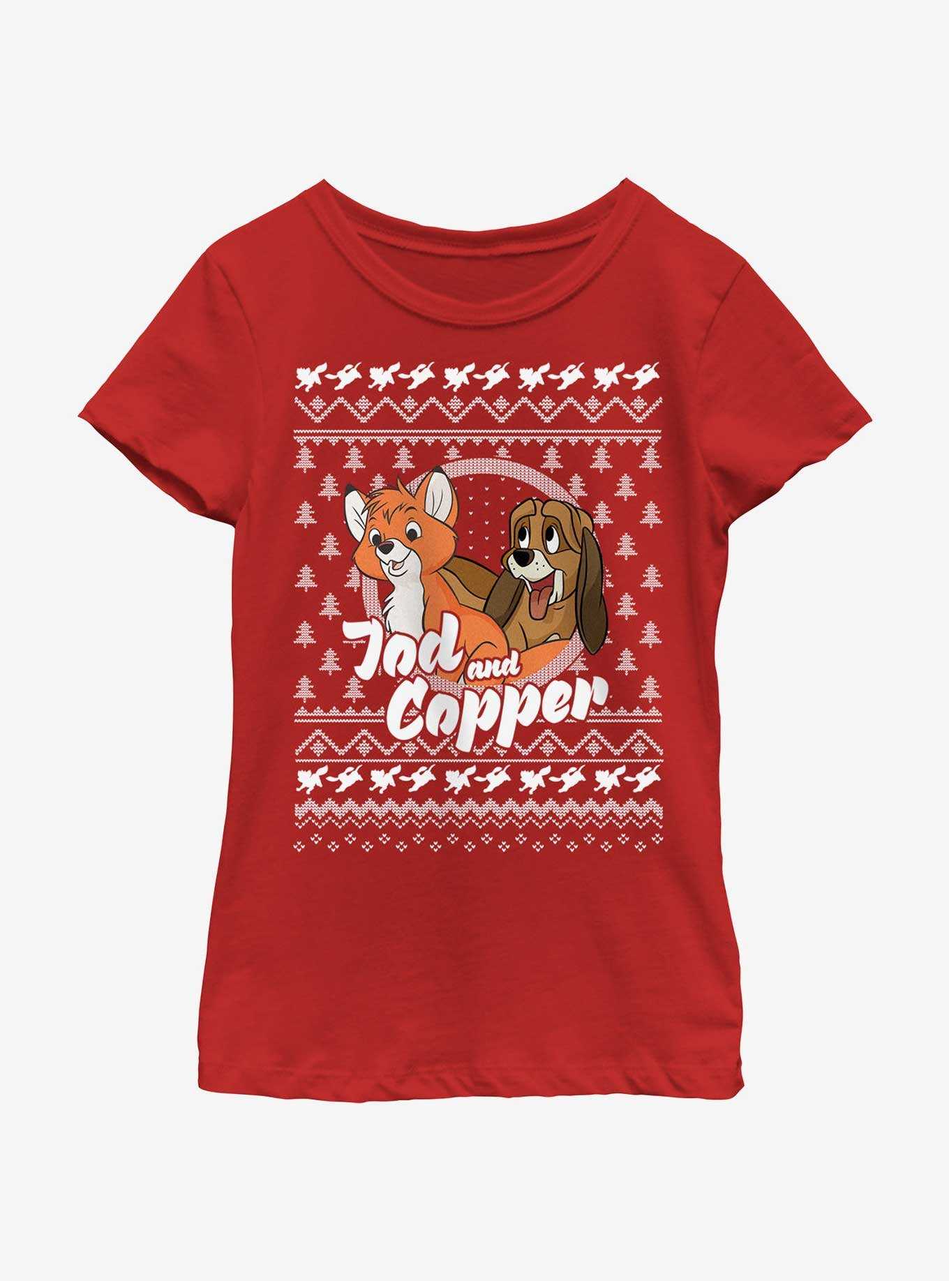 Disney The Fox and the Hound Tod and Copper Ugly Christmas Youth Girls T-Shirt, , hi-res