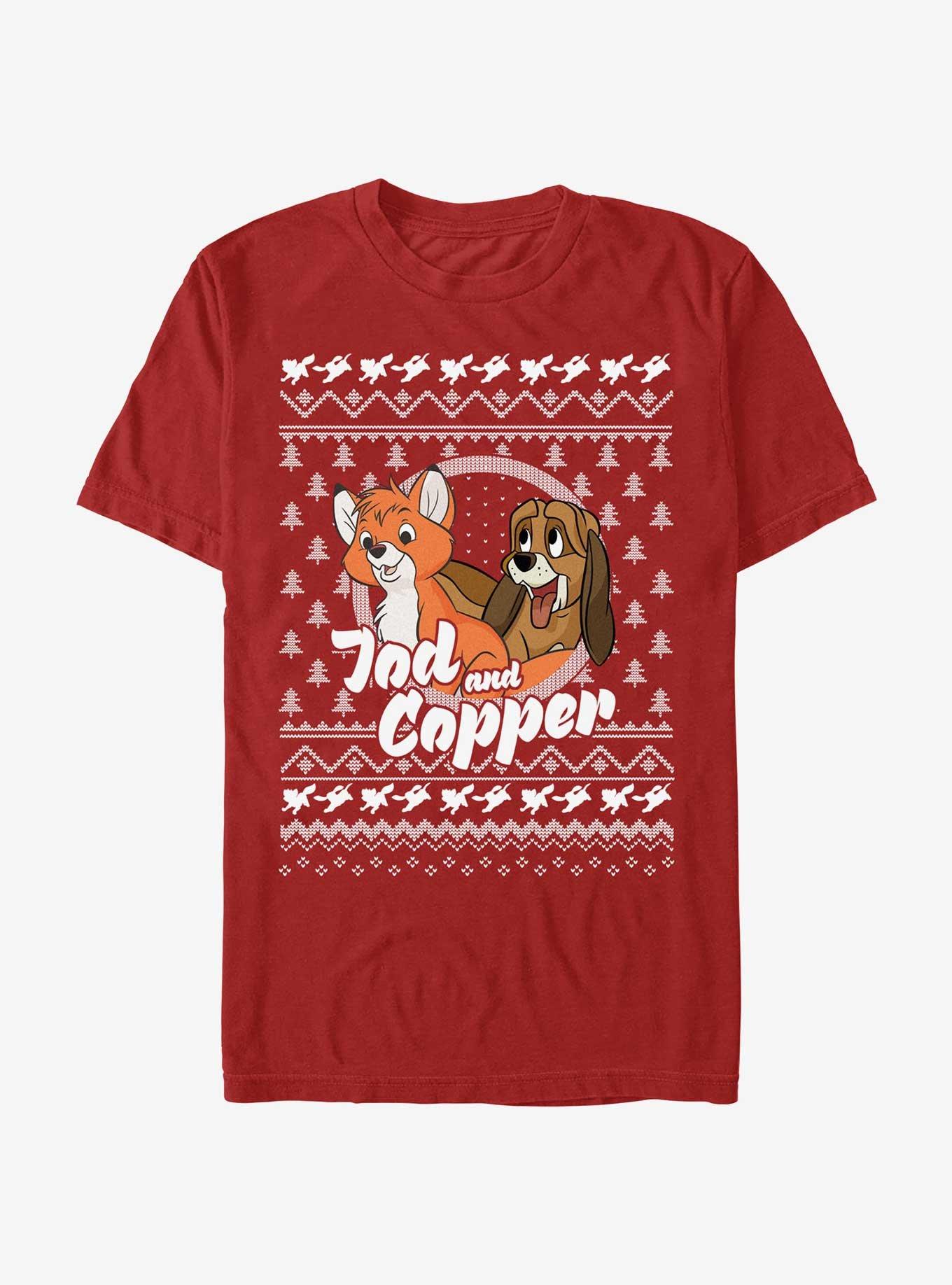 Disney The Fox and the Hound Tod and Copper Ugly Christmas T-Shirt, RED, hi-res