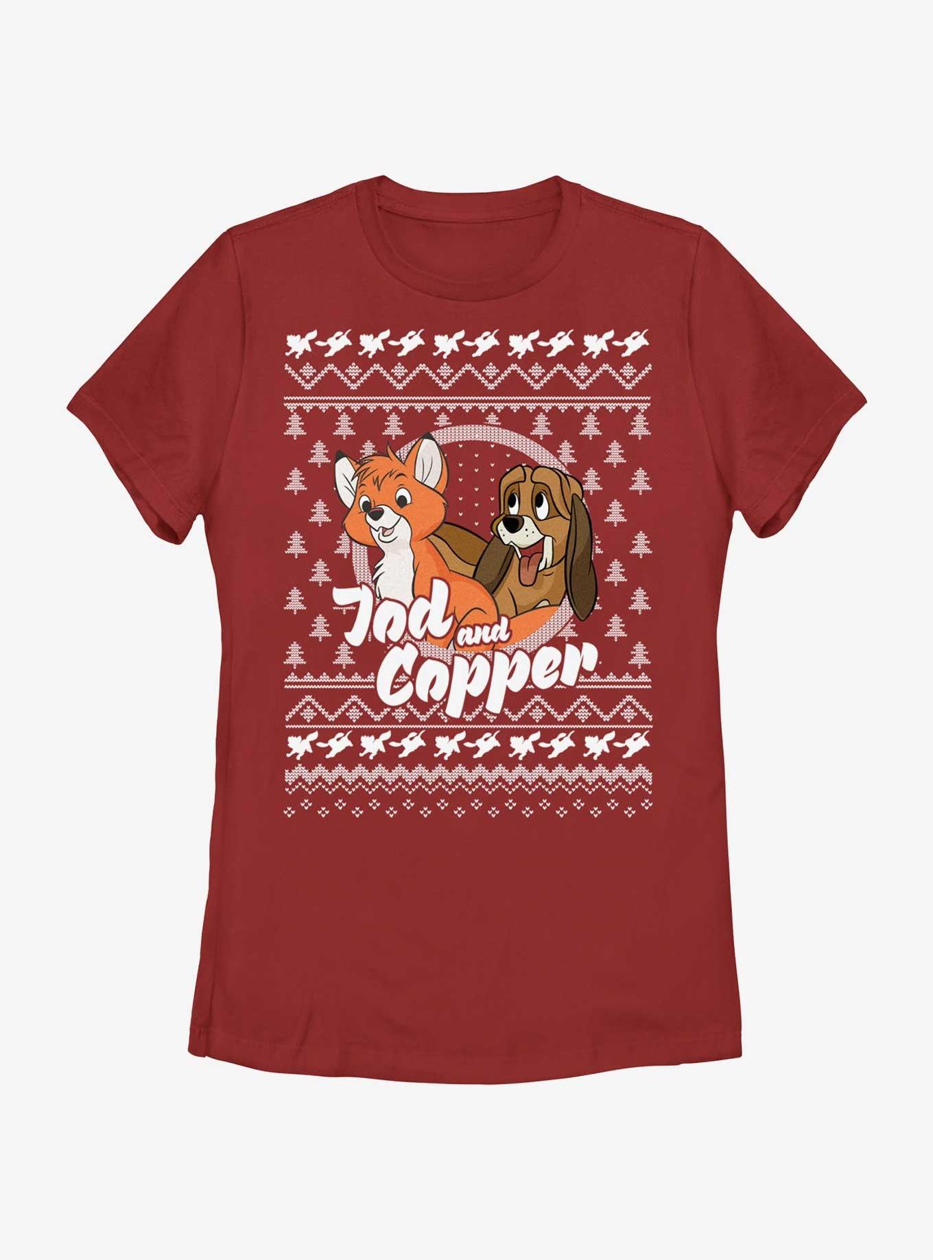 Disney The Fox and the Hound Tod and Copper Ugly Christmas Womens T-Shirt, , hi-res