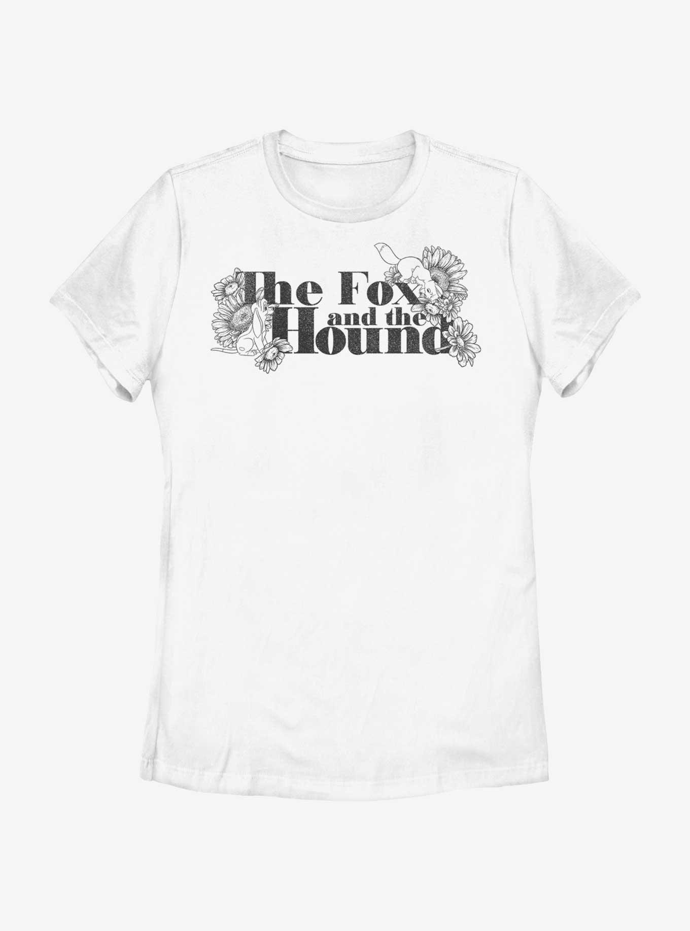 Disney The Fox and the Hound Floral Logo Womens T-Shirt, WHITE, hi-res