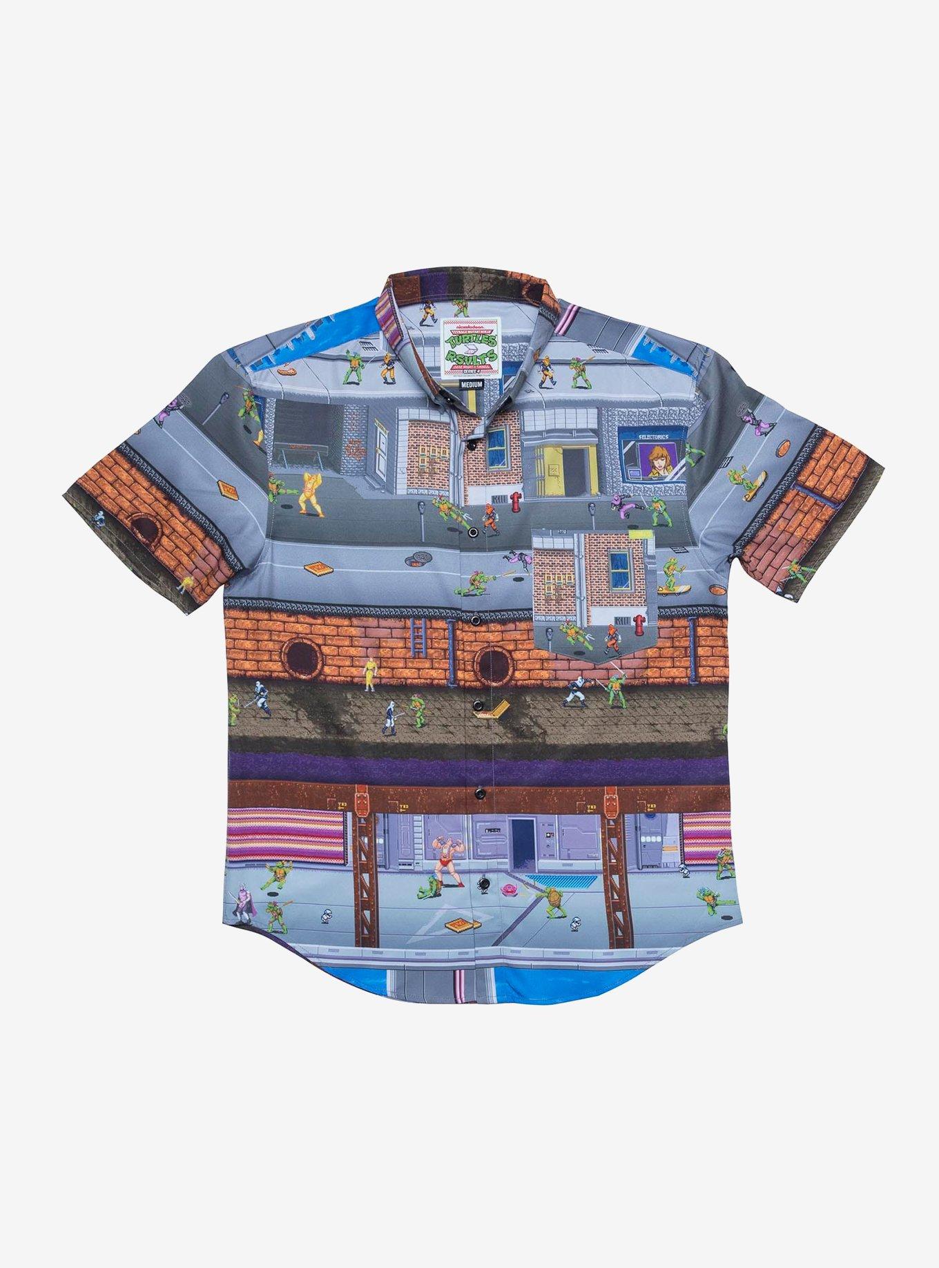 RSVLTS Teenage Mutant Ninja Turtles "Button Mashers" Button-Up Shirt, MULTI, hi-res