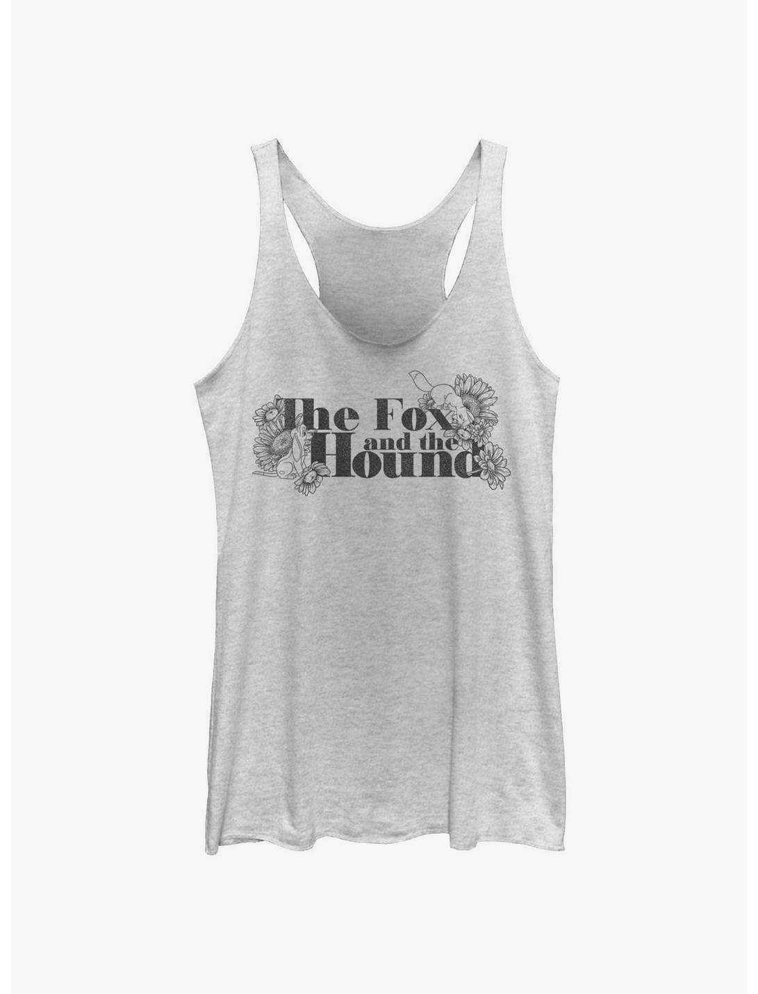 Disney The Fox and the Hound Floral Logo Womens Tank Top, WHITE HTR, hi-res