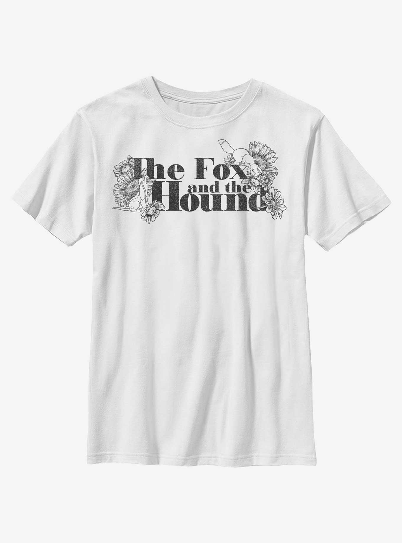 Disney The Fox and the Hound Floral Logo Youth T-Shirt, WHITE, hi-res