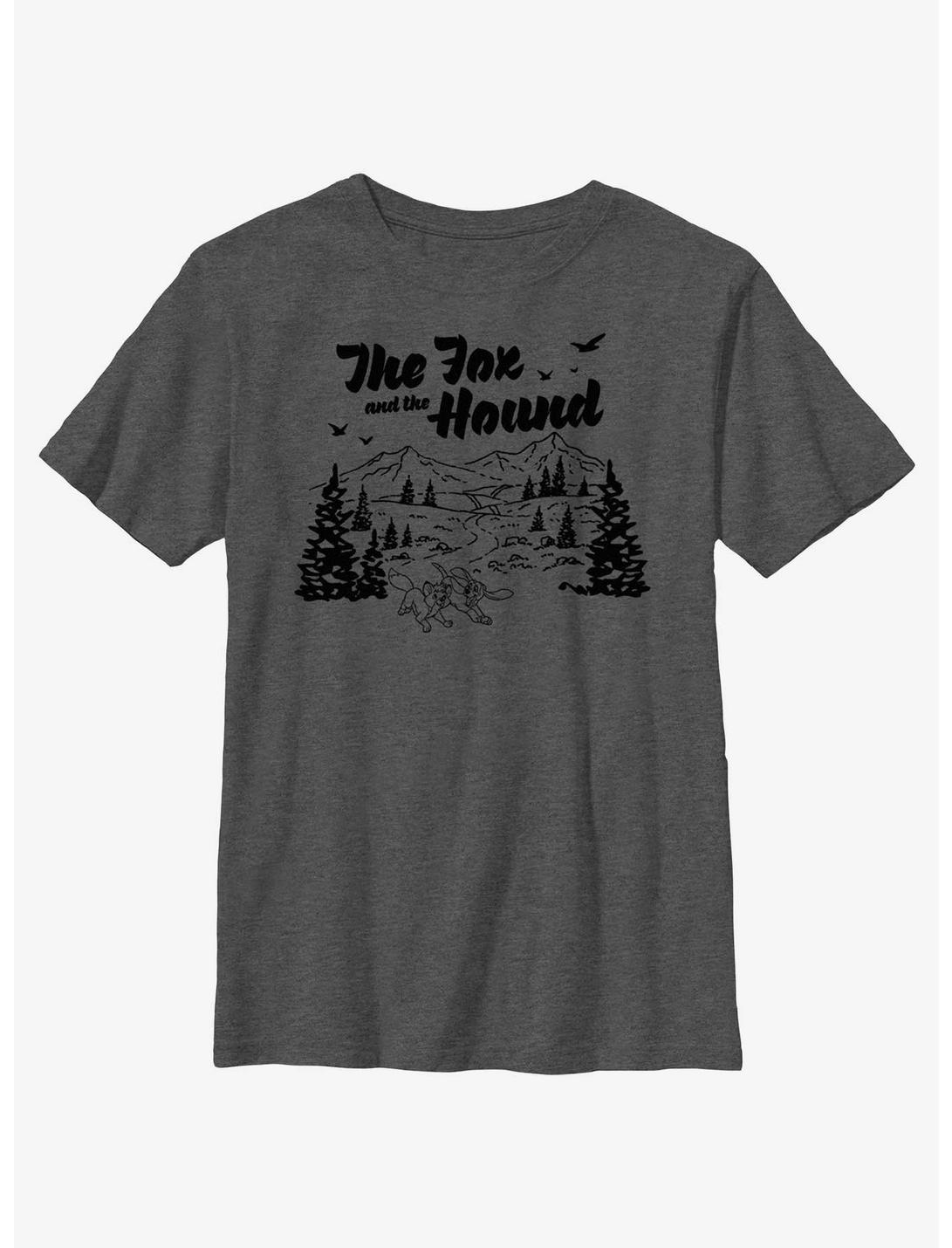 Disney The Fox and the Hound The Great Outdoors Youth T-Shirt, CHAR HTR, hi-res