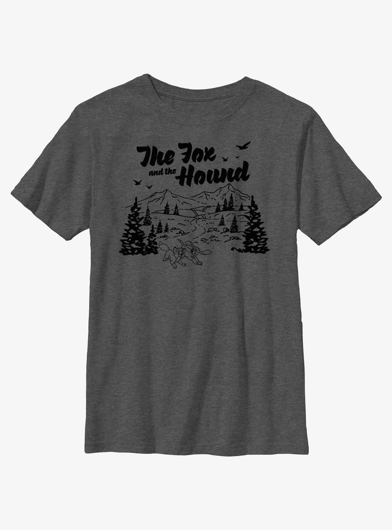 Disney The Fox and the Hound The Great Outdoors Youth T-Shirt, CHAR HTR, hi-res