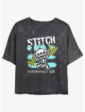 Disney Lilo & Stitch Emo Skelestitch Mineral Wash Womens Crop T-Shirt, , hi-res