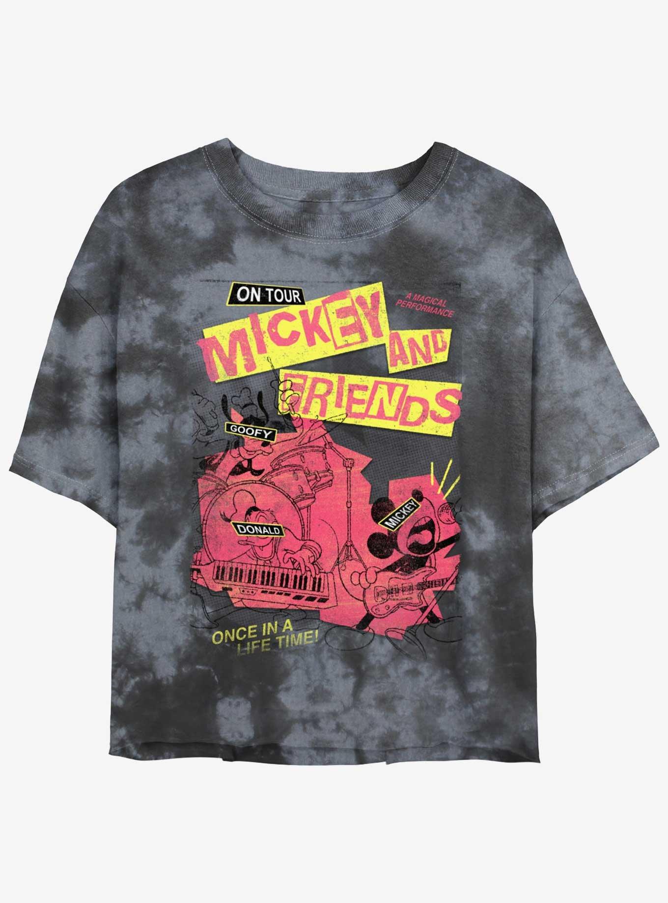 Disney Mickey Mouse Punk Rock Mickey Tour Tie-Dye Womens Crop T