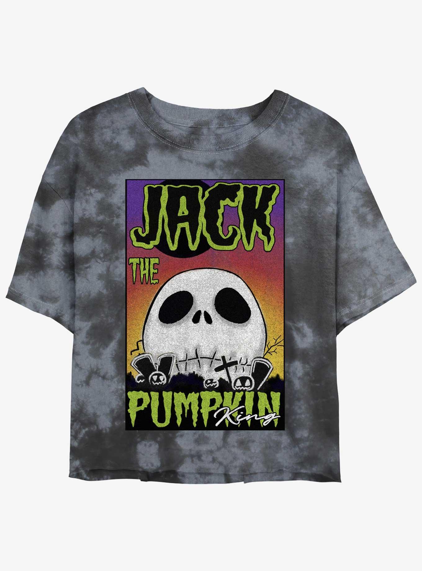 Disney The Nightmare Before Christmas Jack The Pumpkin King Skull Poster Tie-Dye Womens Crop T-Shirt, BLKCHAR, hi-res