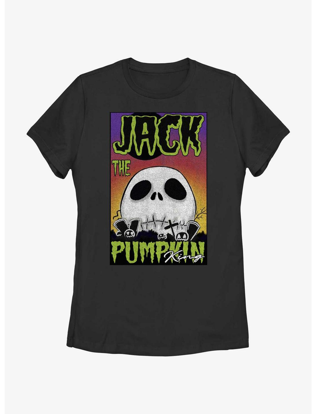 Disney The Nightmare Before Christmas Jack The Pumpkin King Skull Poster Womens T-Shirt, BLACK, hi-res