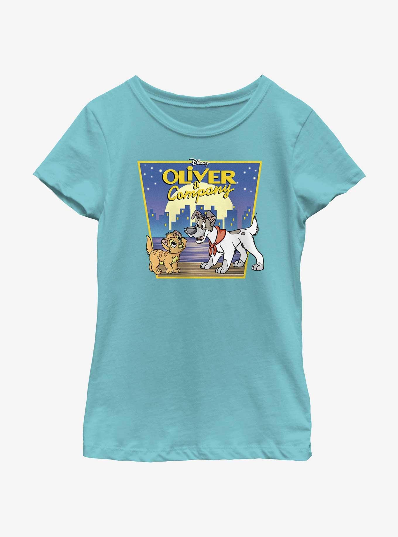 Disney Oliver & Company City Lights Poster Youth Girls T-Shirt, TAHI BLUE, hi-res