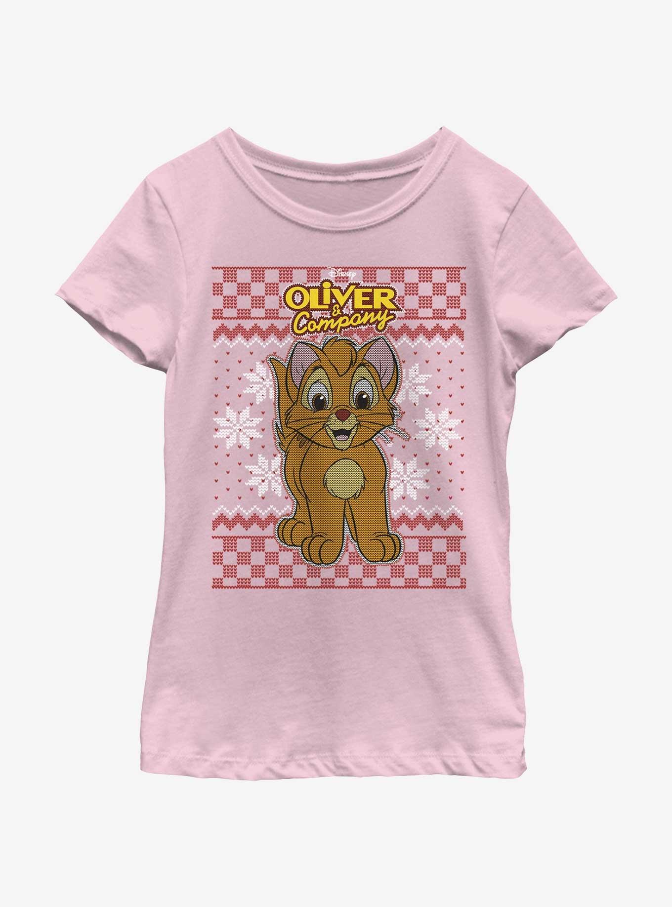 Disney Oliver & Company Oliver Ugly Christmas Youth Girls T-Shirt, , hi-res