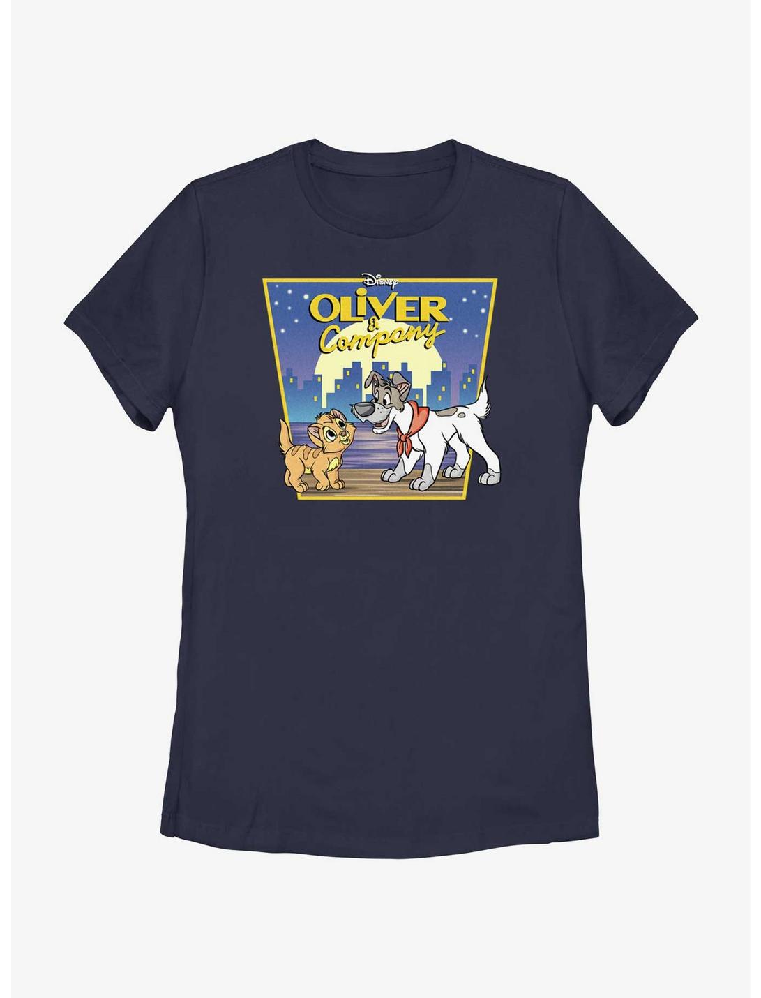 Disney Oliver & Company City Lights Poster Womens T-Shirt, NAVY, hi-res