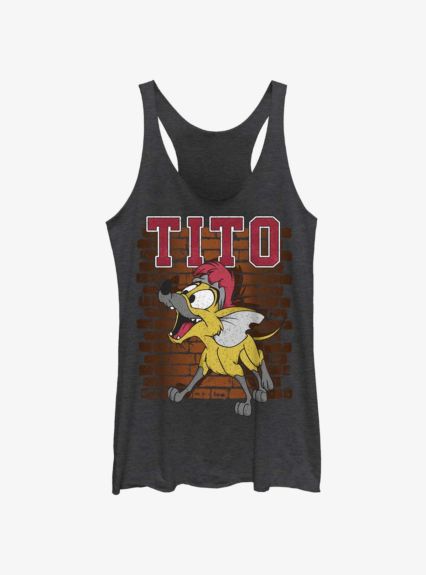 Disney Oliver & Company Tito Womens Tank Top, BLK HTR, hi-res