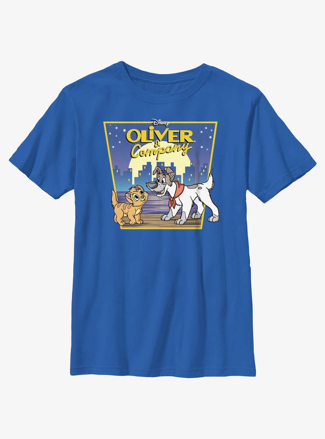 Disney Oliver & Company City Lights Poster Youth T-Shirt, ROYAL, hi-res