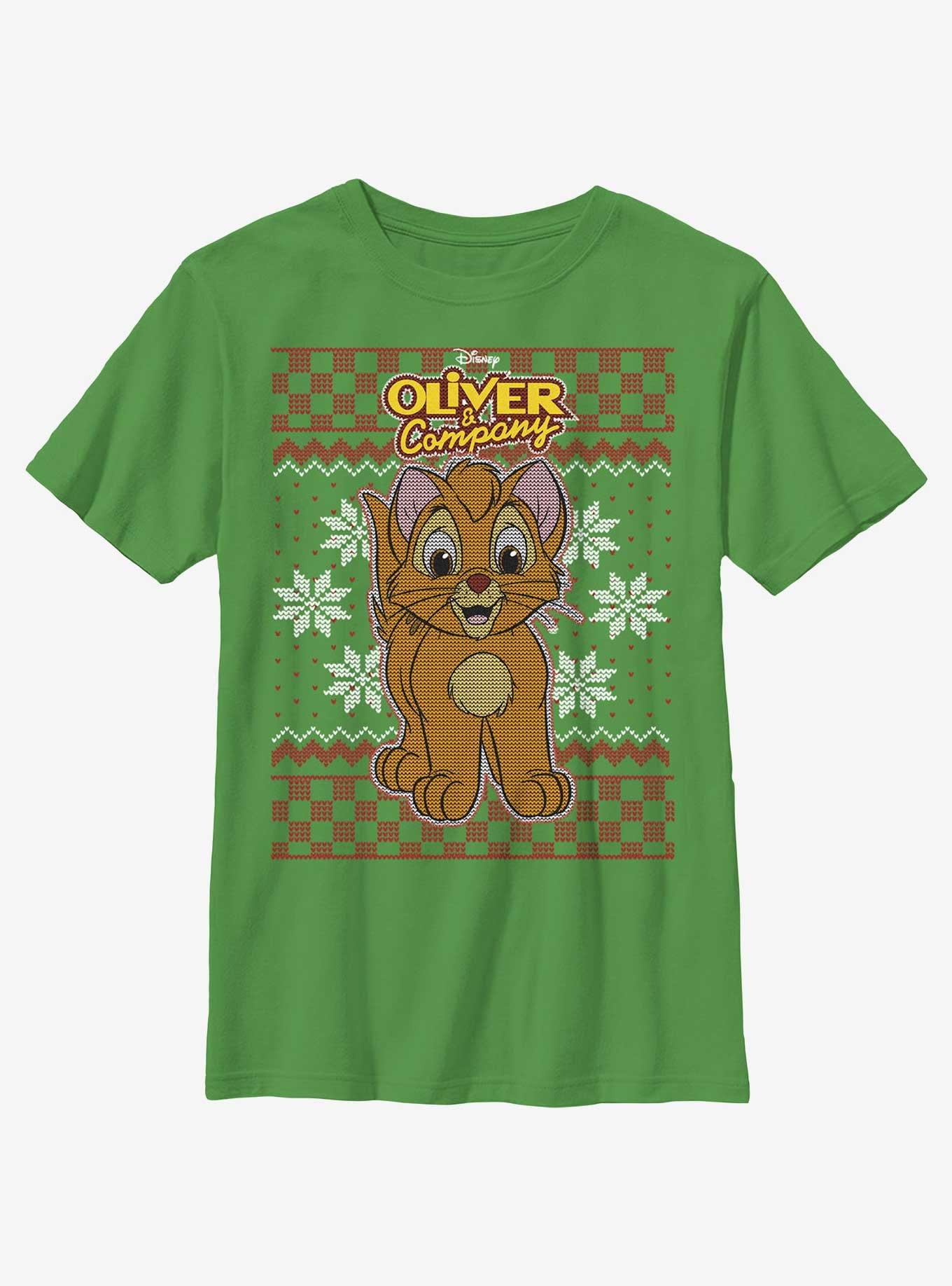 Disney Oliver & Company Oliver Ugly Christmas Youth T-Shirt, KELLY, hi-res