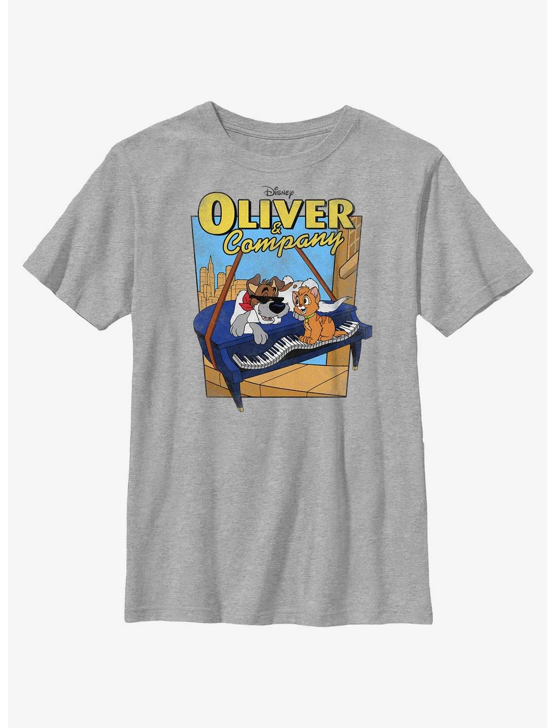 Disney Oliver & Company Piano Youth T-Shirt, ATH HTR, hi-res
