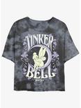 Disney Tinker Bell Floral Fairy Poster Tie-Dye Womens Crop T-Shirt, BLKCHAR, hi-res