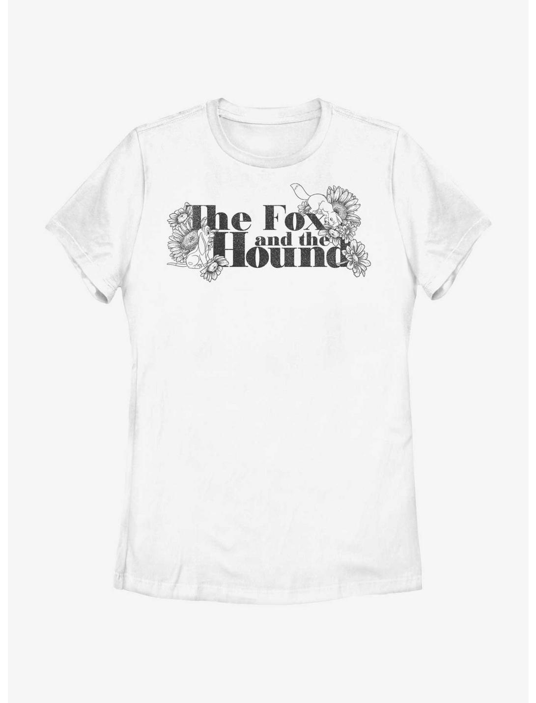 Disney The Fox and the Hound Floral Logo Womens T-Shirt, WHITE, hi-res