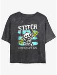 Disney Lilo & Stitch Emo Skelestitch Mineral Wash Womens Crop T-Shirt, BLACK, hi-res
