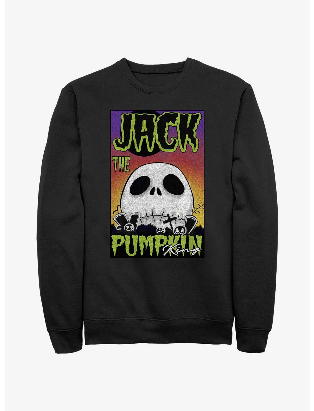 Disney The Nightmare Before Christmas Jack The Pumpkin King Skull Poster Sweatshirt, BLACK, hi-res