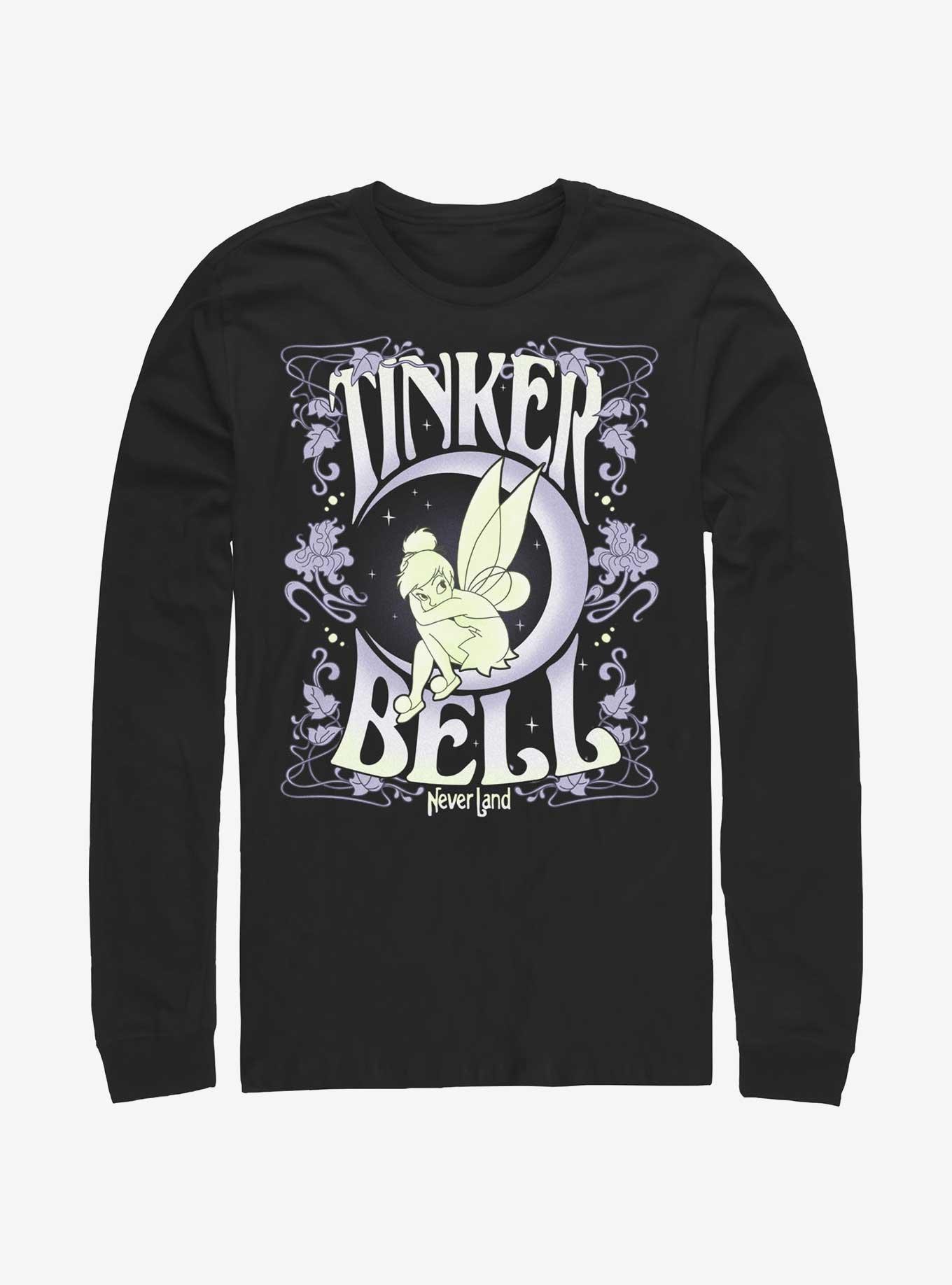 Disney Tinker Bell Floral Fairy Poster Long-Sleeve T-Shirt, BLACK, hi-res