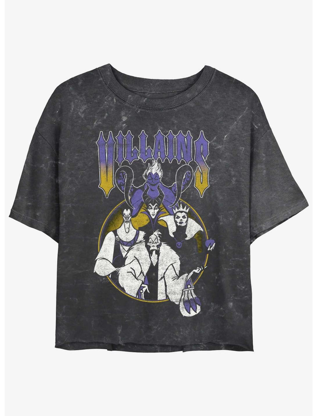 Disney Villains Metal Villains Mineral Wash Womens Crop T-Shirt, BLACK, hi-res