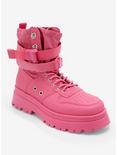 Azalea Wang Peachy Pink Buckle Combat Boot, MULTI, hi-res