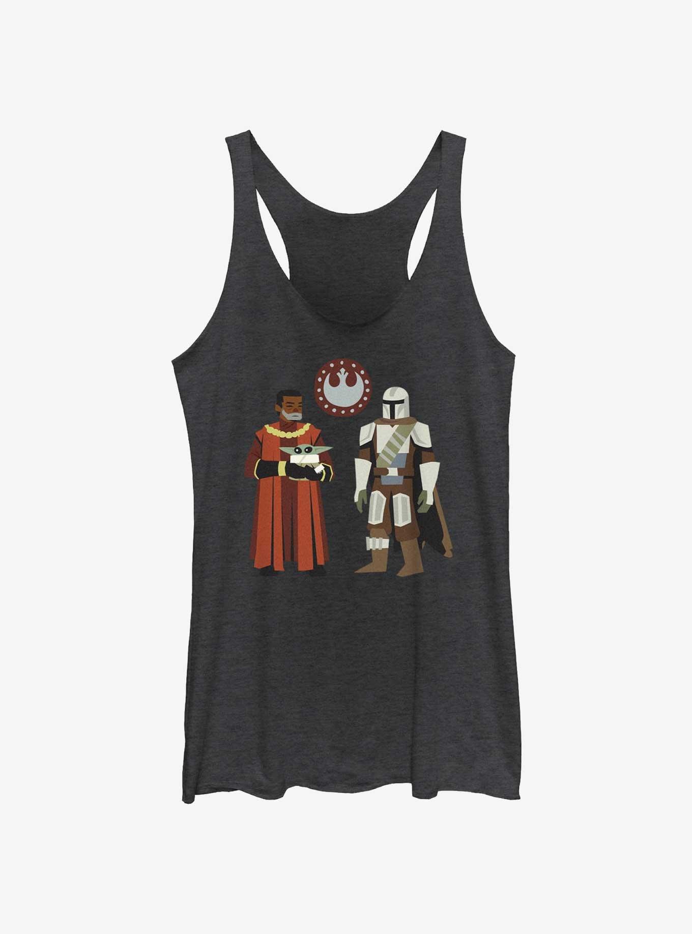 Star Wars The Mandalorian Greef Karga, Grogu, and Mando Girls Tank, BLK HTR, hi-res