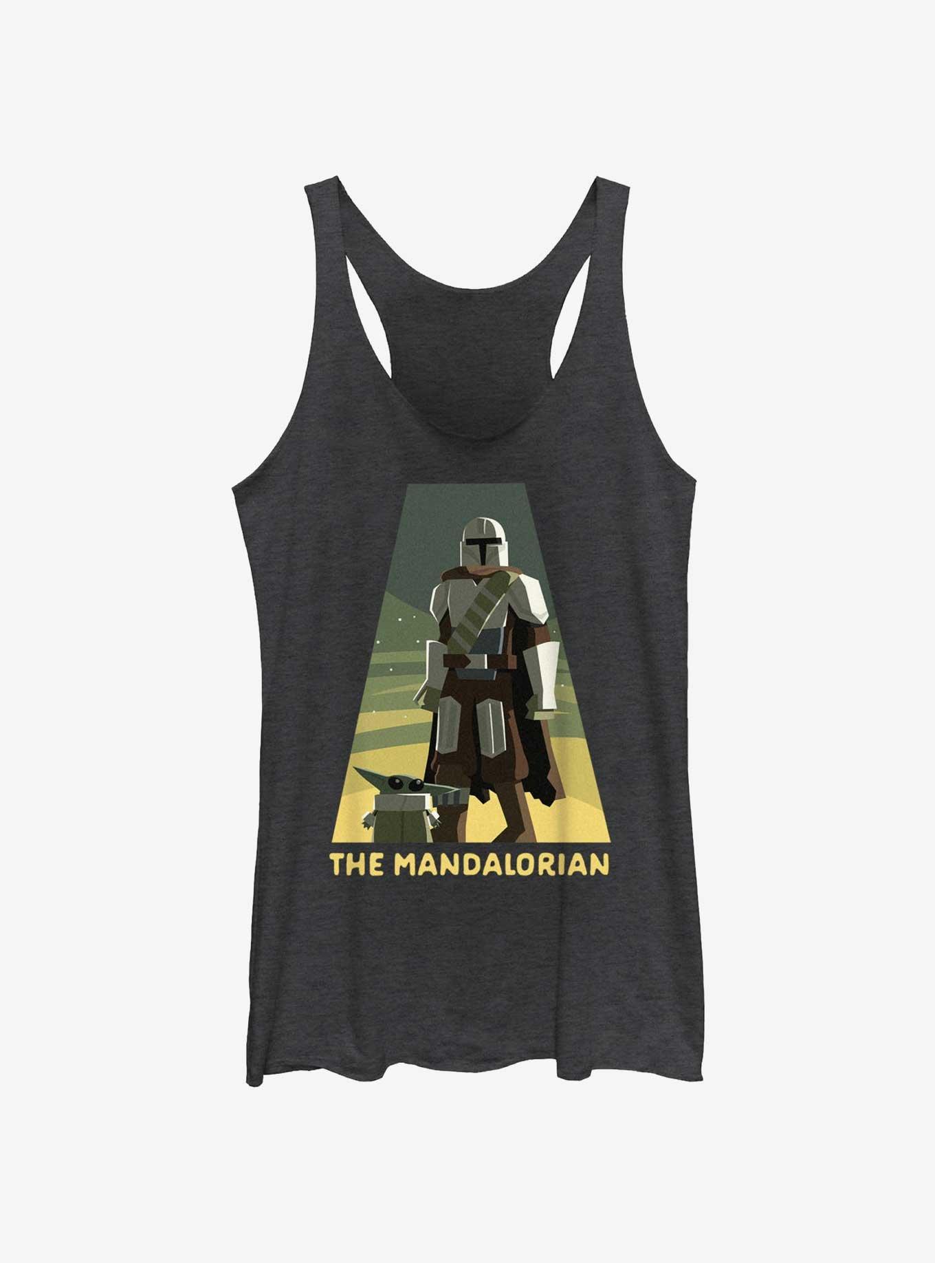 Star Wars The Mandalorian Grogu and Mando Spotlight Girls Tank, BLK HTR, hi-res