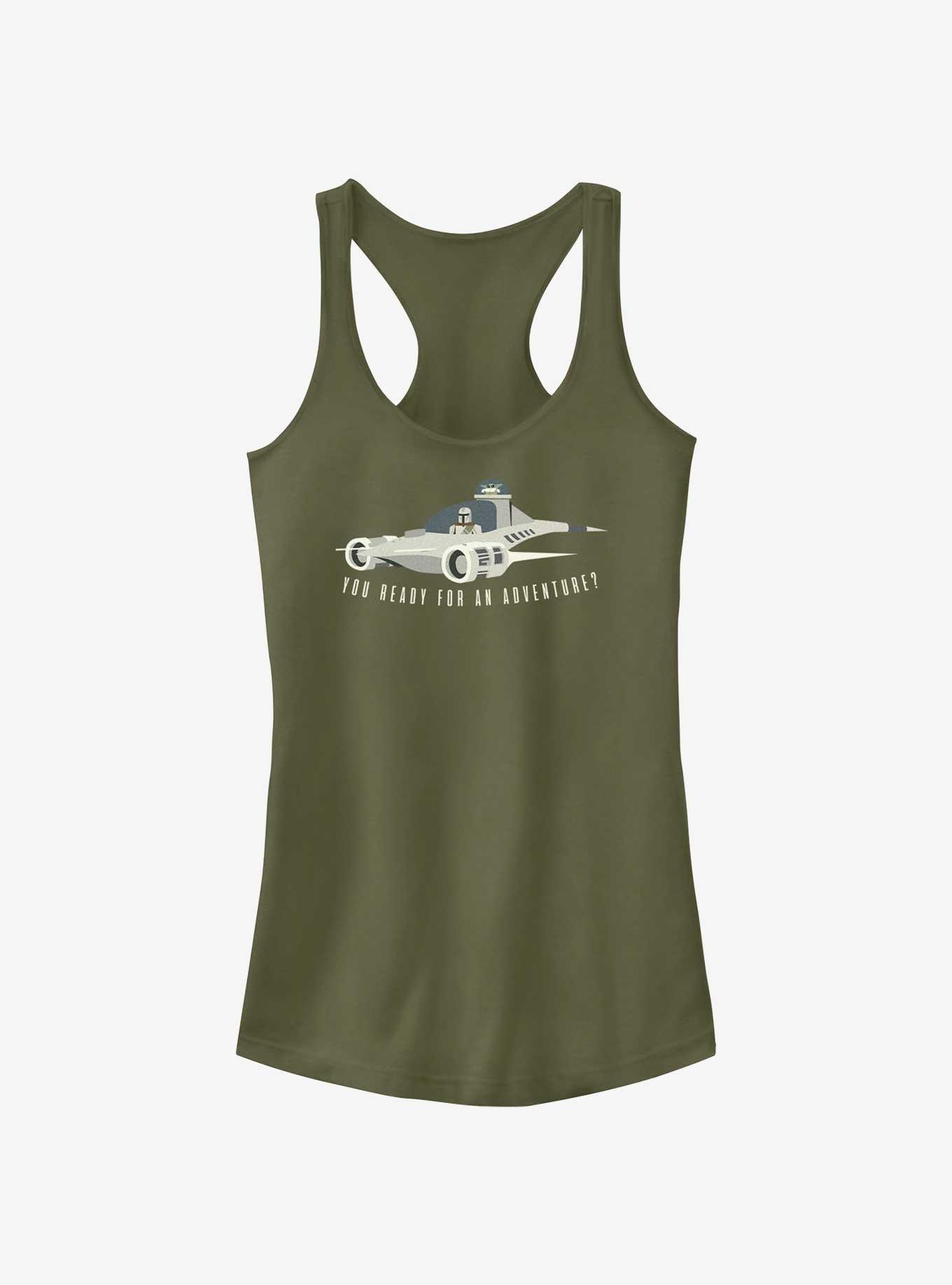 Star Wars The Mandalorian You Ready For An Adventure Girls Tank, MIL GRN, hi-res