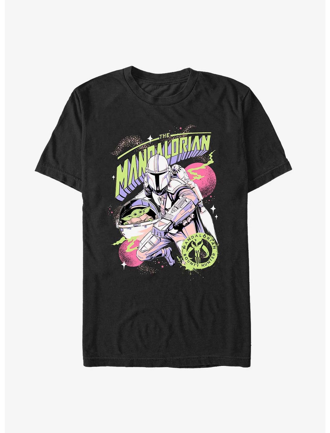 Star Wars The Mandalorian Neon Bounty Hunter T-Shirt, BLACK, hi-res
