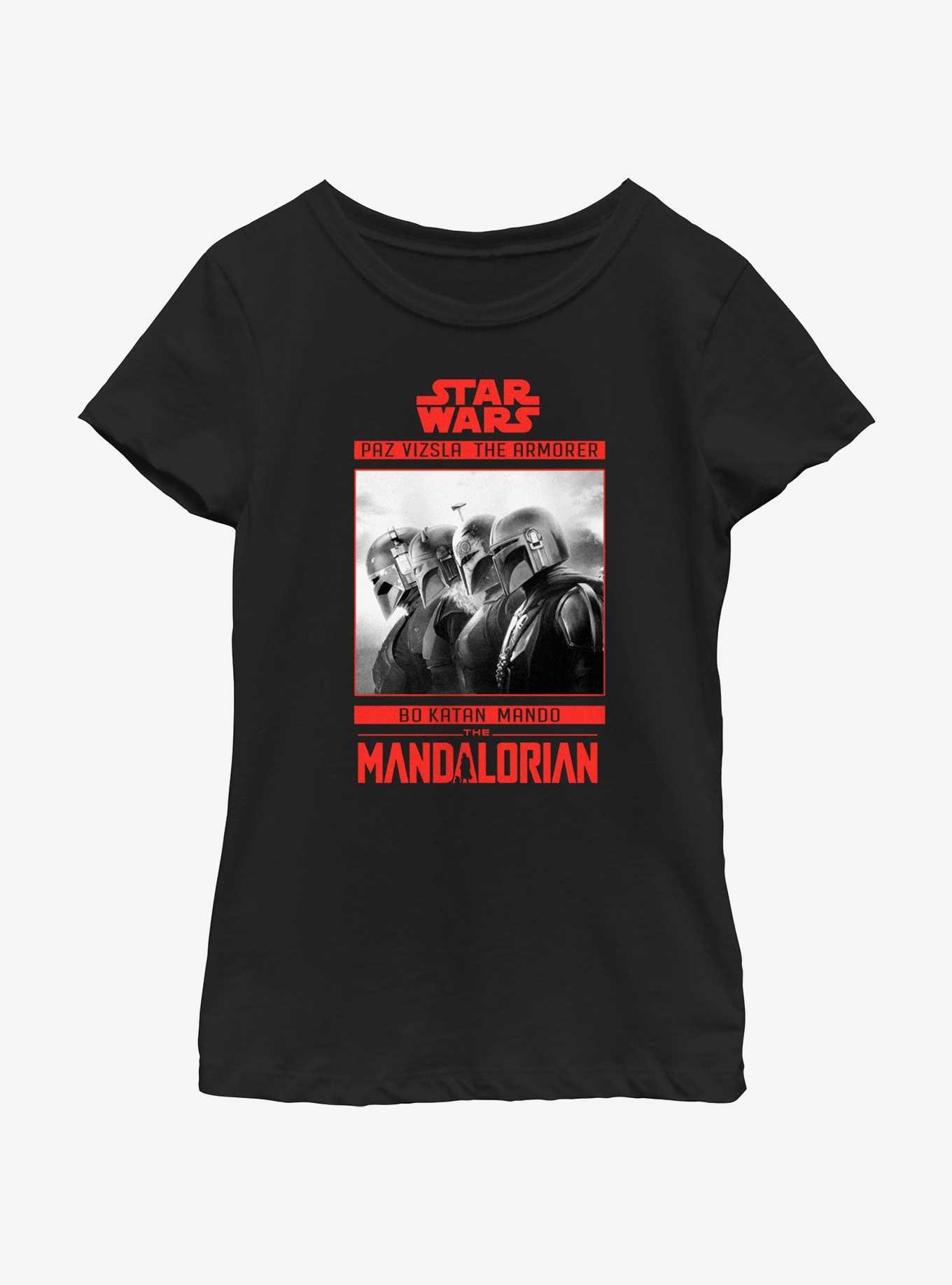 Star Wars The Mandalorian Bounty Hunter Line Up Poster Youth Girls T-Shirt, , hi-res