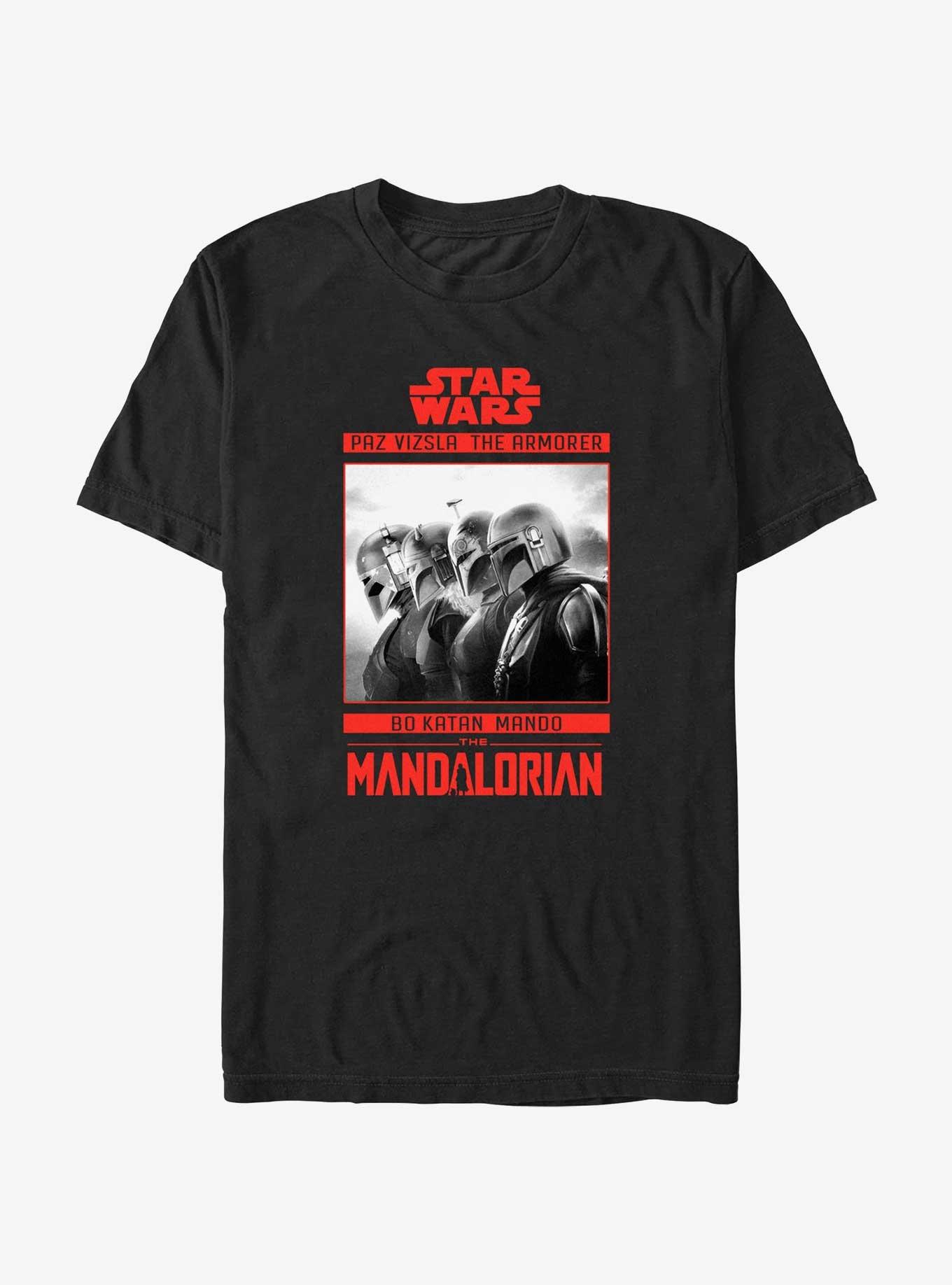 Star Wars The Mandalorian Bounty Hunter Line Up Poster T-Shirt, BLACK, hi-res