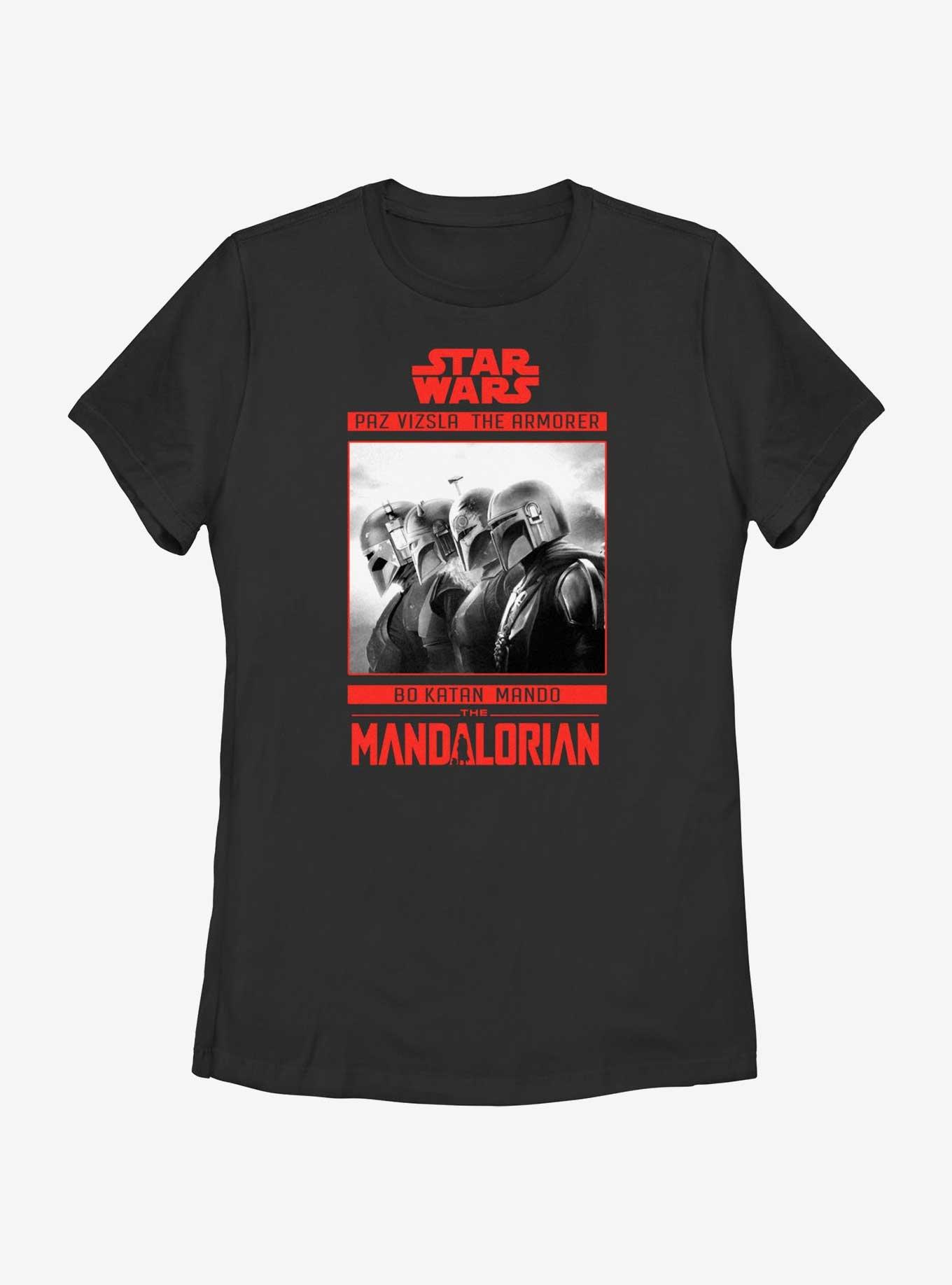 Star Wars The Mandalorian Bounty Hunter Line Up Poster Womens T-Shirt, BLACK, hi-res