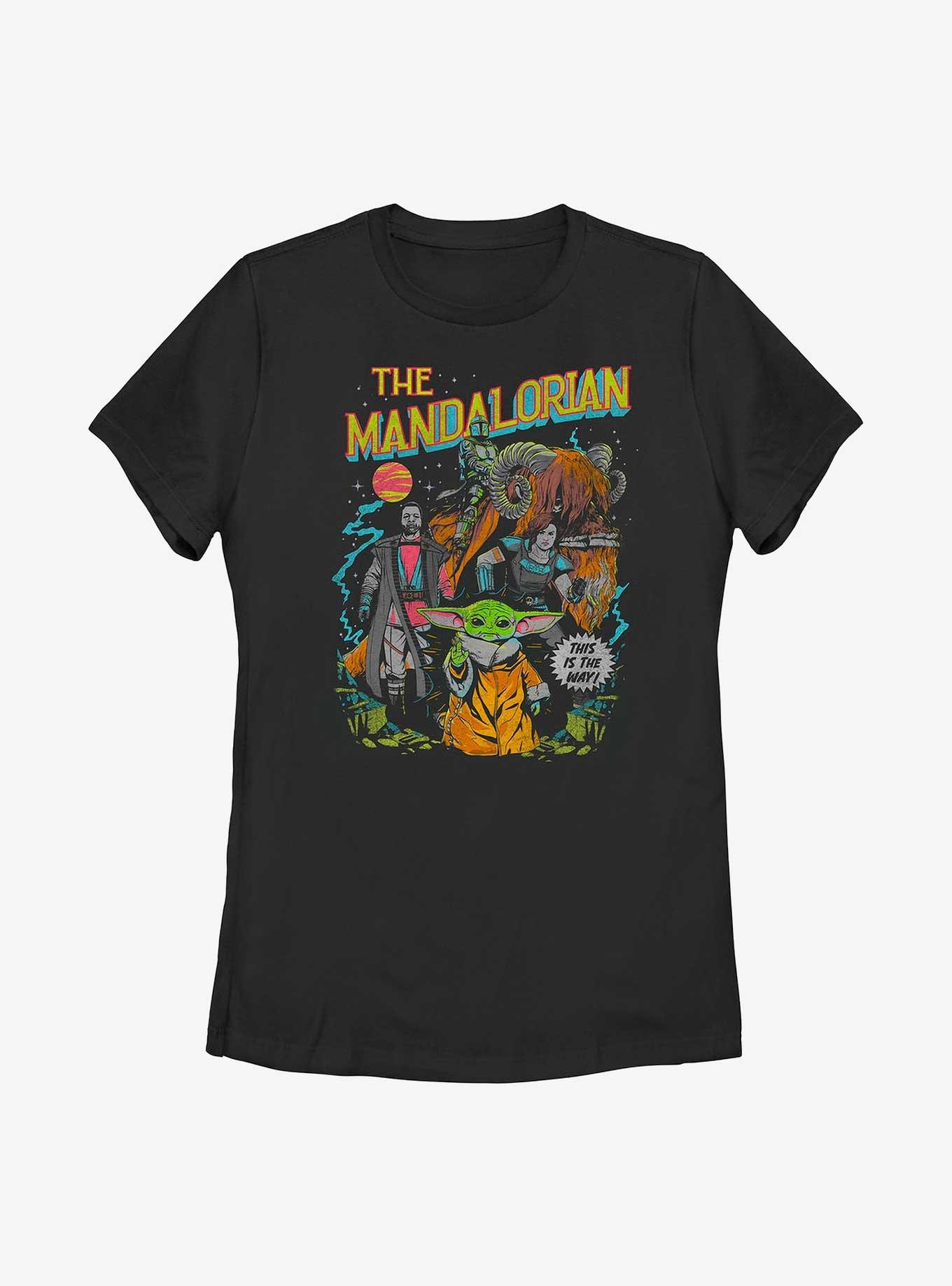 Star Wars The Mandalorian Neon Poster Womens T-Shirt, BLACK, hi-res