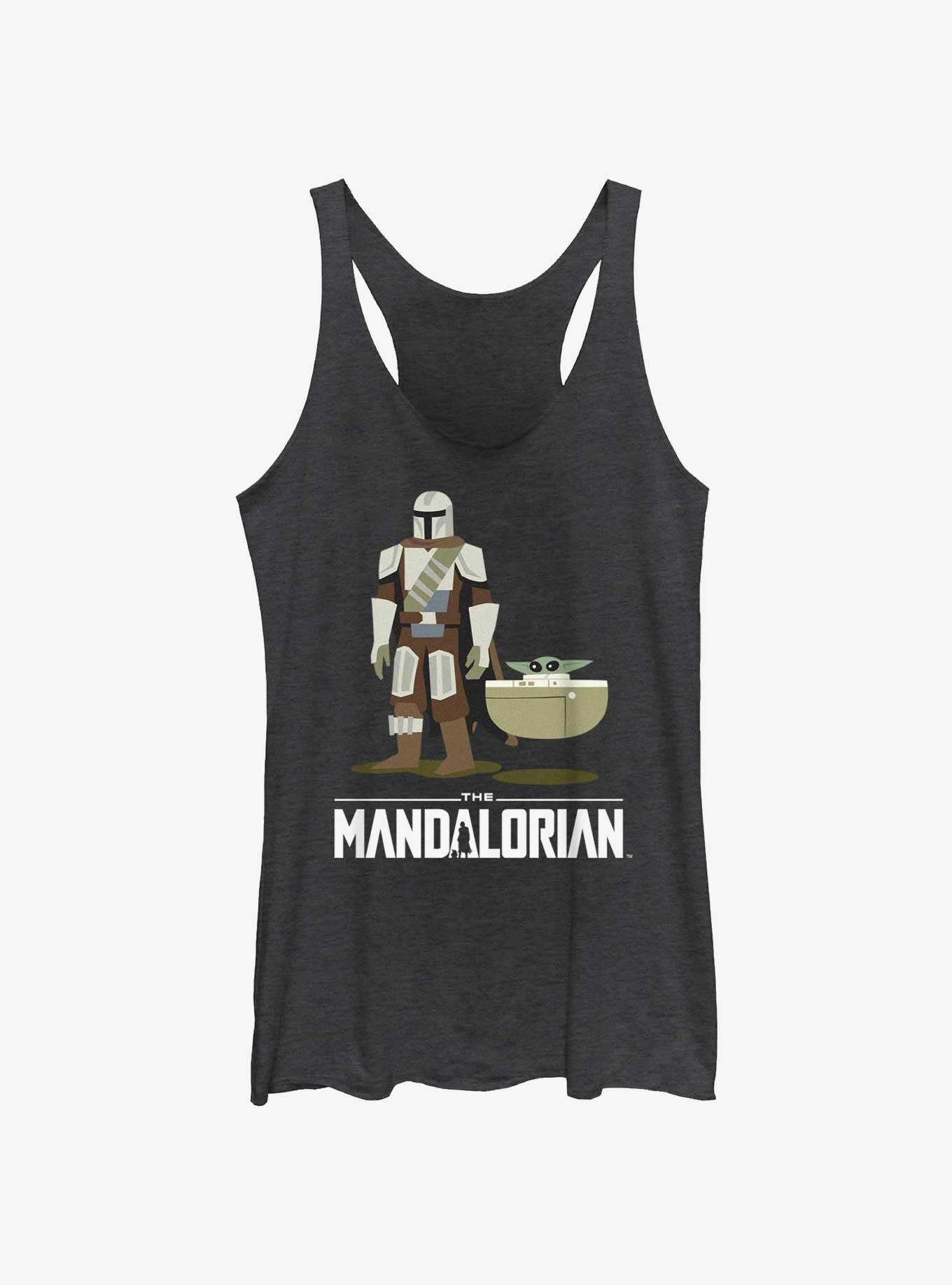 Star Wars The Mandalorian Mando and Grogu Bassinet Baby Womens Tank Top, BLK HTR, hi-res