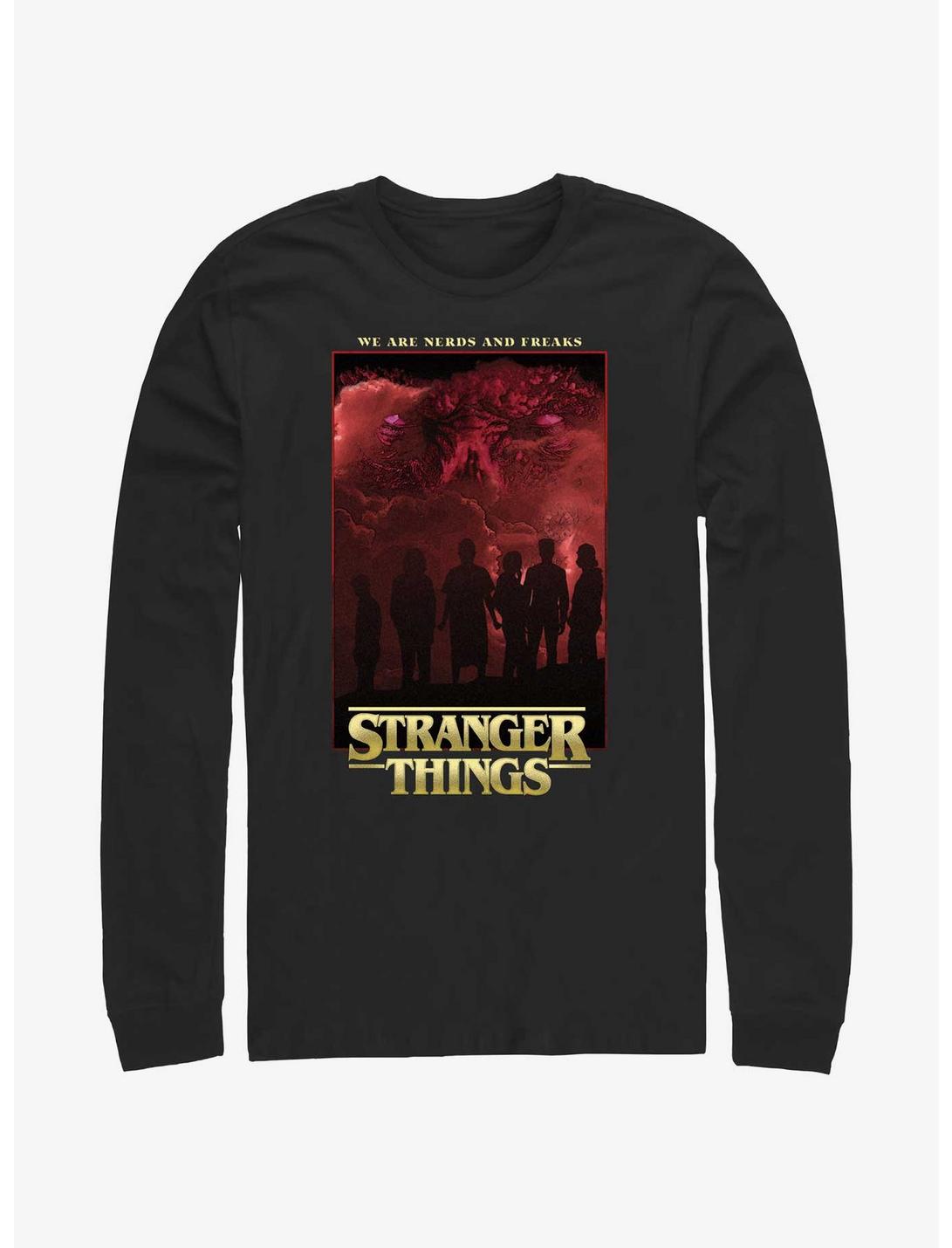 Stranger Things Nerds And Freaks Long-Sleeve T-Shirt, BLACK, hi-res