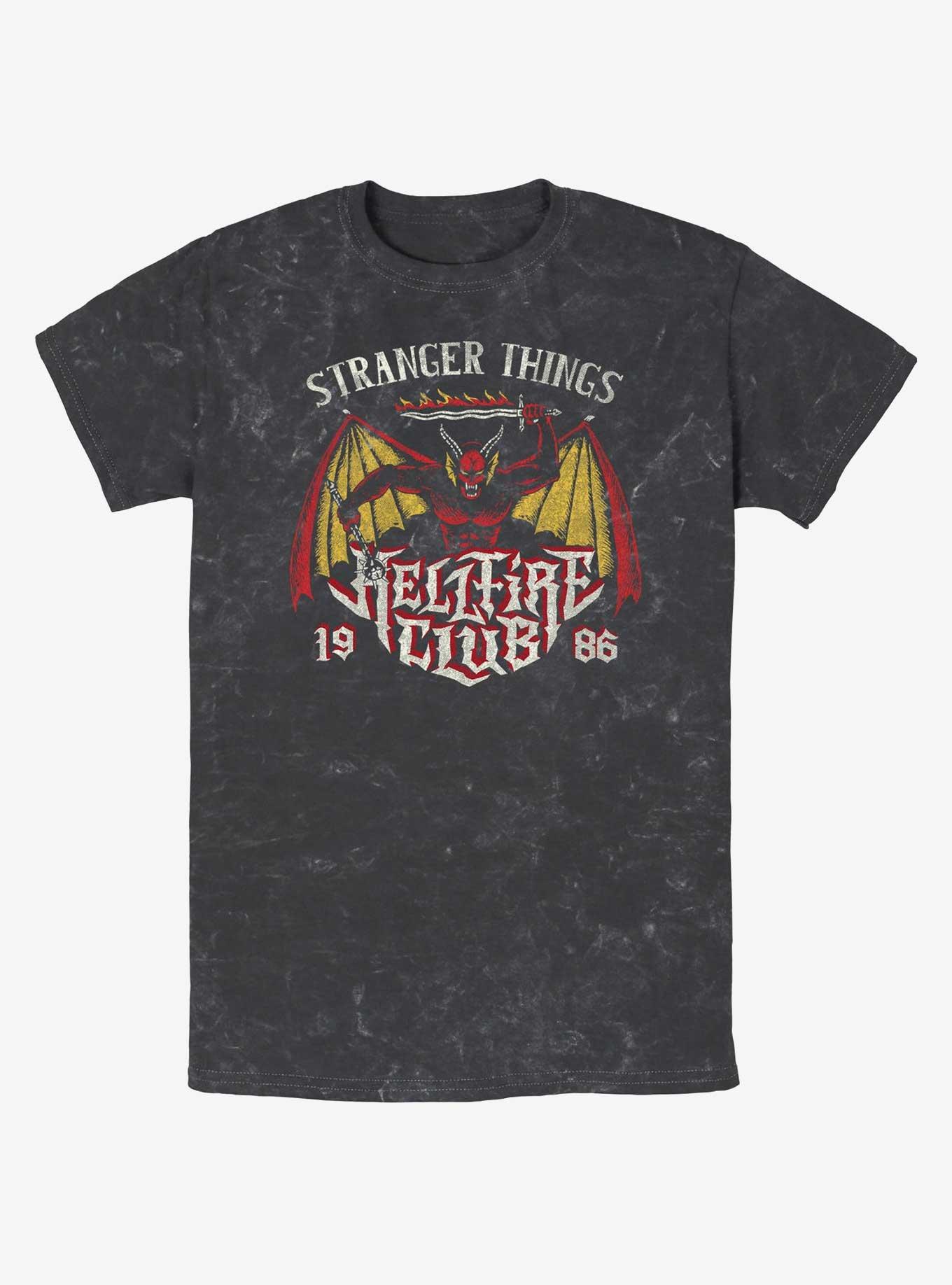 Stranger Things Demon Hellfire Club Mineral Wash T-Shirt, BLACK, hi-res