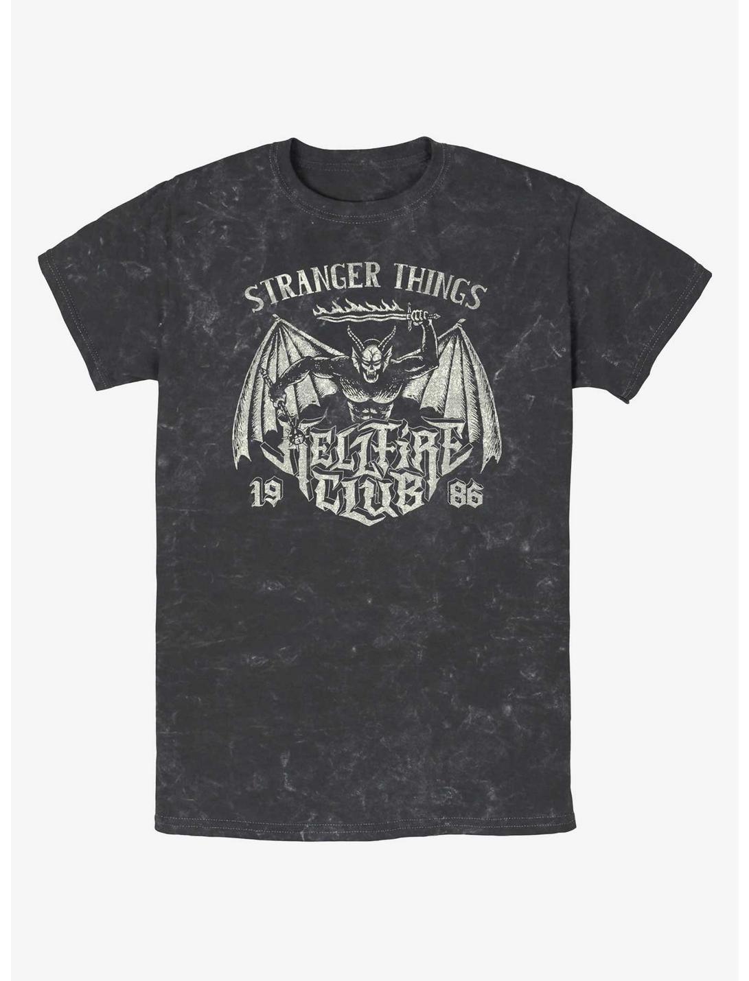 Stranger Things Hellfire Club Metal Band Mineral Wash T-Shirt, BLACK, hi-res